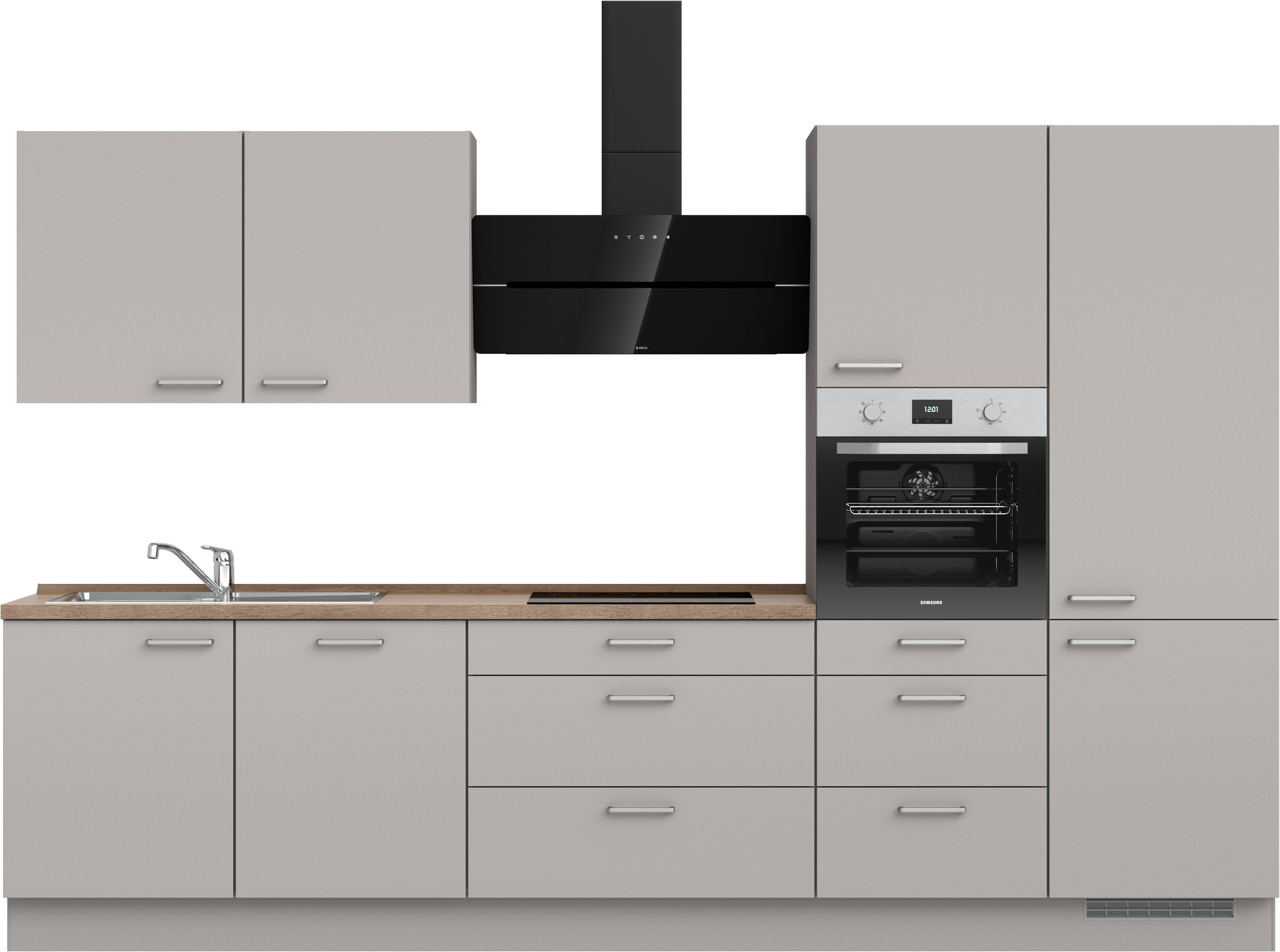 nobilia® Küchenzeile "Touch II", NEU: individuell anpassbar mit gratis Profi-Beratung, vormontiert, Breite 330 cm, Ausrichtung wählbar, wahlw. mit E-Geräten
