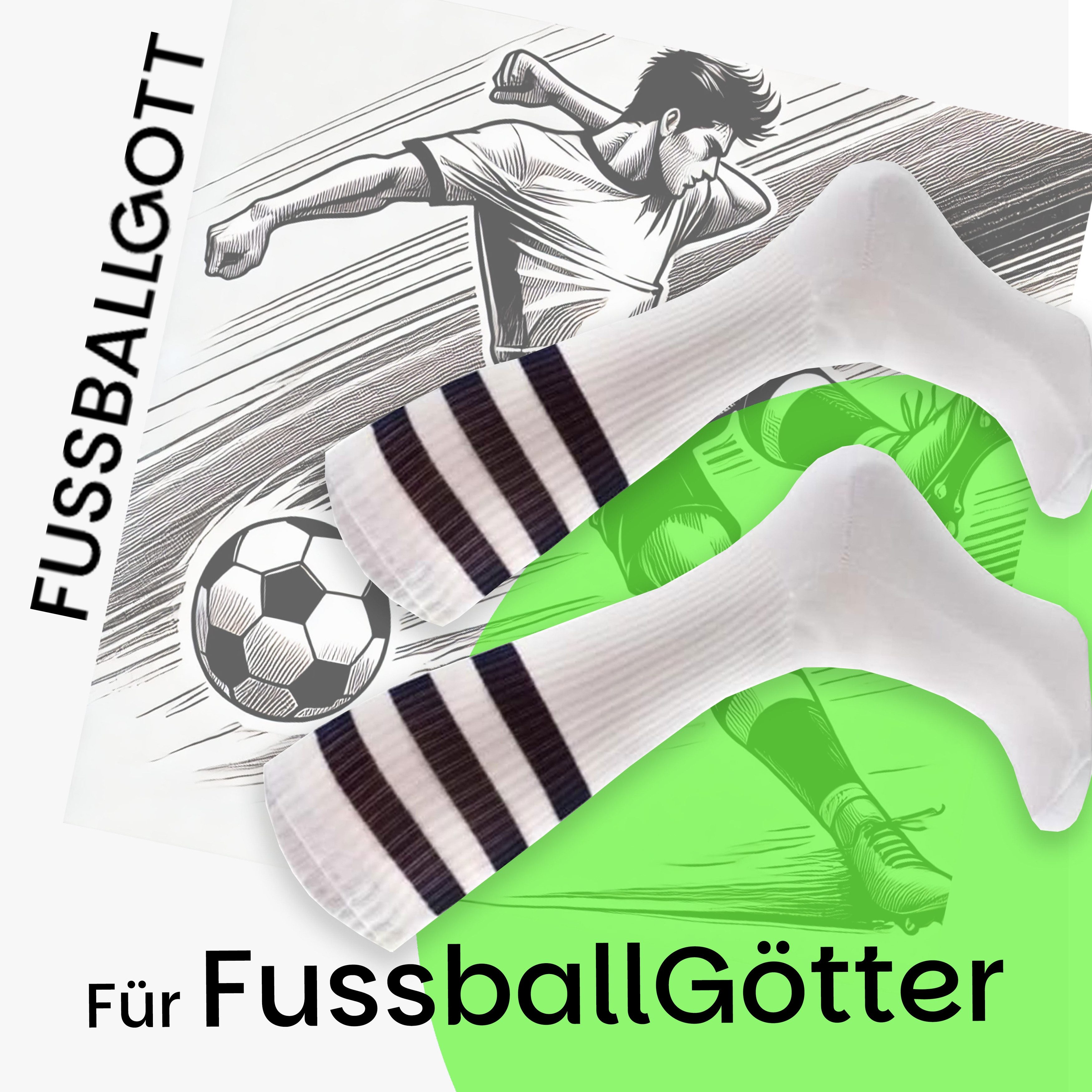 Fussballgott Freizeitsocken FUSSBALLGOTT weisse Sportsocken