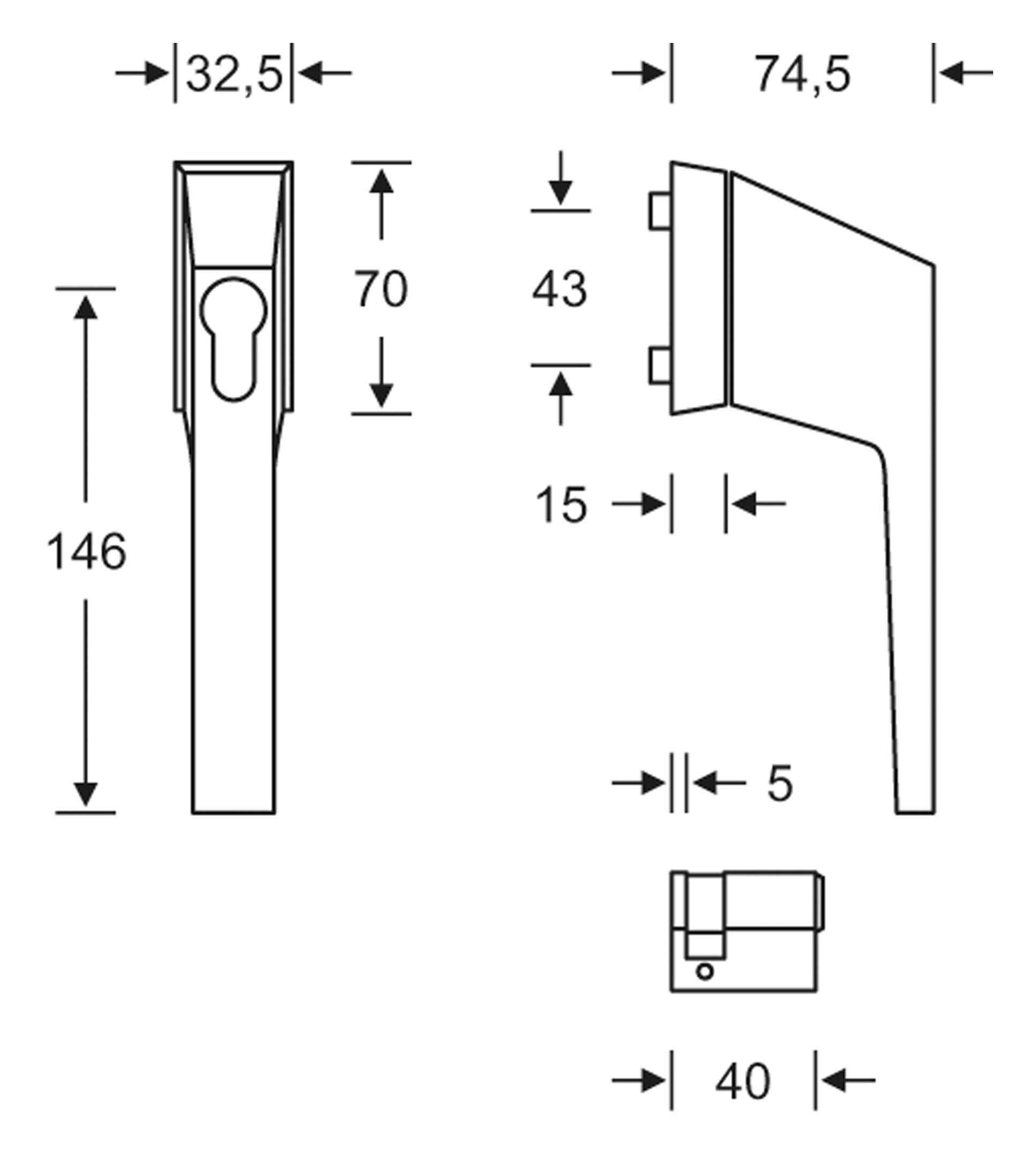 0 F1 3495 Aluminium 34 7 Fensterbeschlag, mm Fenstergriff FSB