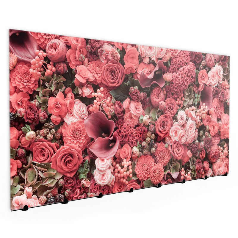 Primedeco Garderobenpaneel Magnetwand und Memoboard aus Glas Blumen