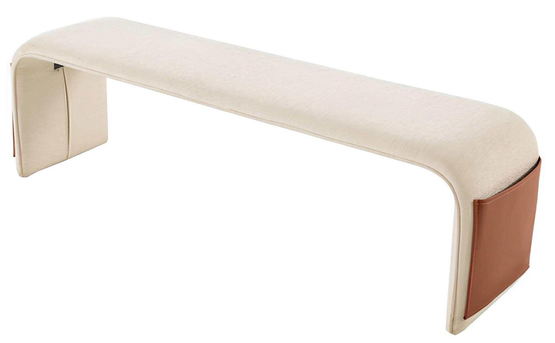 Xlmoebel Bettbank Beige Bank aus Holz und Textil für stilvolle Akzente (1-St), Made in Europa