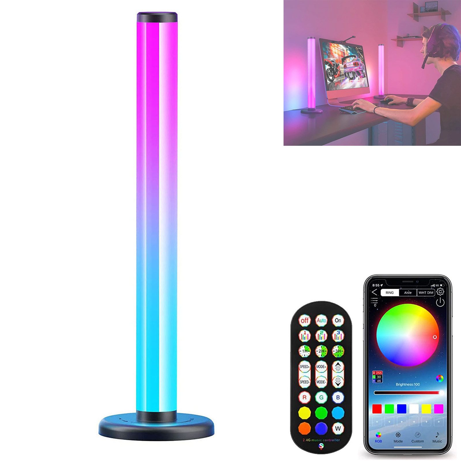 LED Stripe Smart LED-Lichtleiste 360°RGB, Bluetooth, Timer, APP mit Fernbedienung