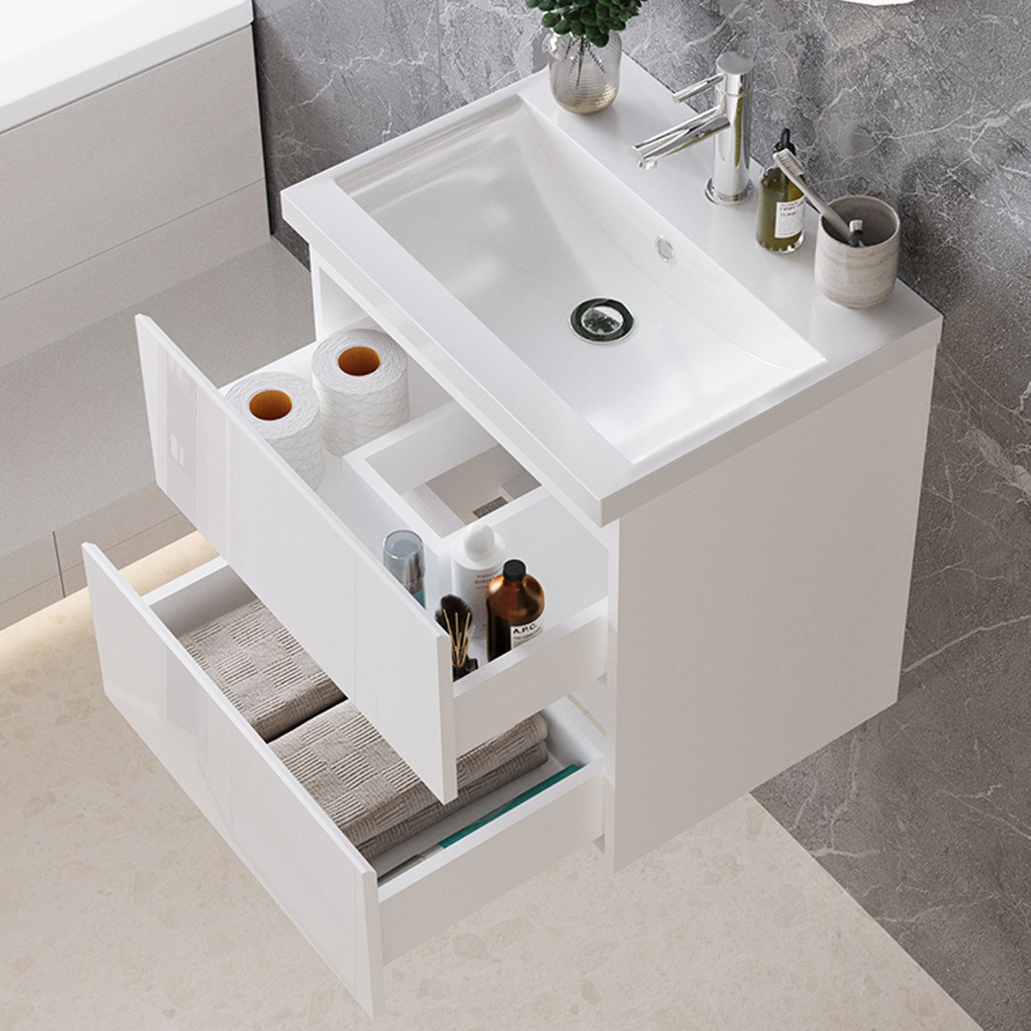 duschspa Waschtisch Waschbecken mit Unterschrank Badmöbel Set Badschrank Wa günstig online kaufen