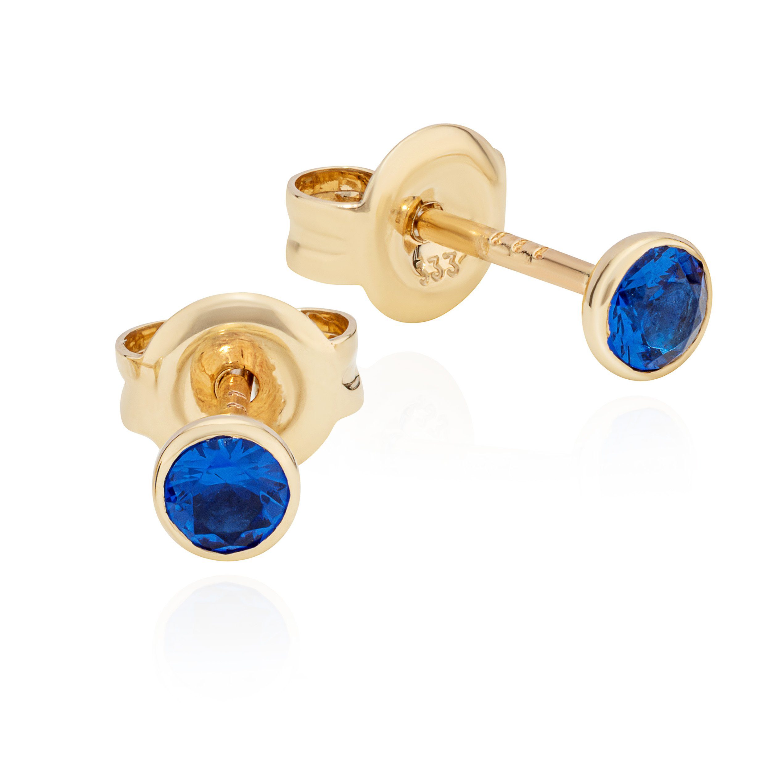 NKlaus Paar Ohrstecker Paar Ohrstecker 3mm rund 333 Gelb Gold Zirkonia Bl blau | Ohrstecker