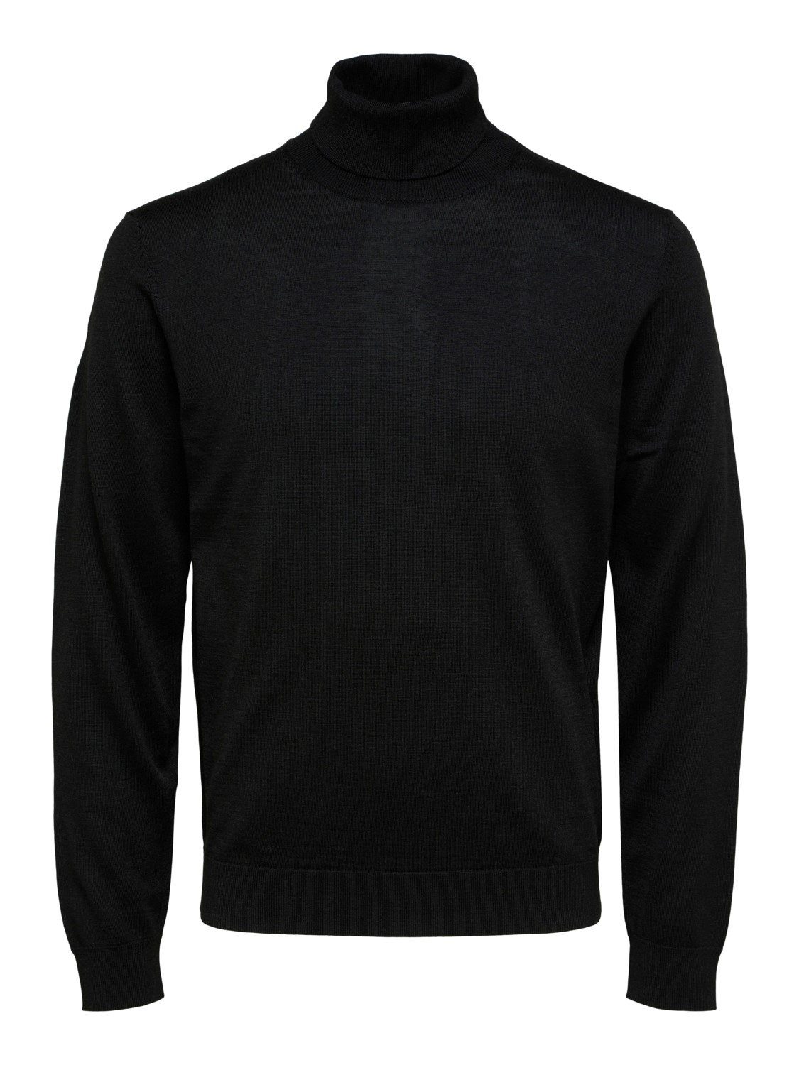 SELECTED HOMME Strickpullover SLHTOWN MERINO Wollmix COOLMAX Black 16084840 aus