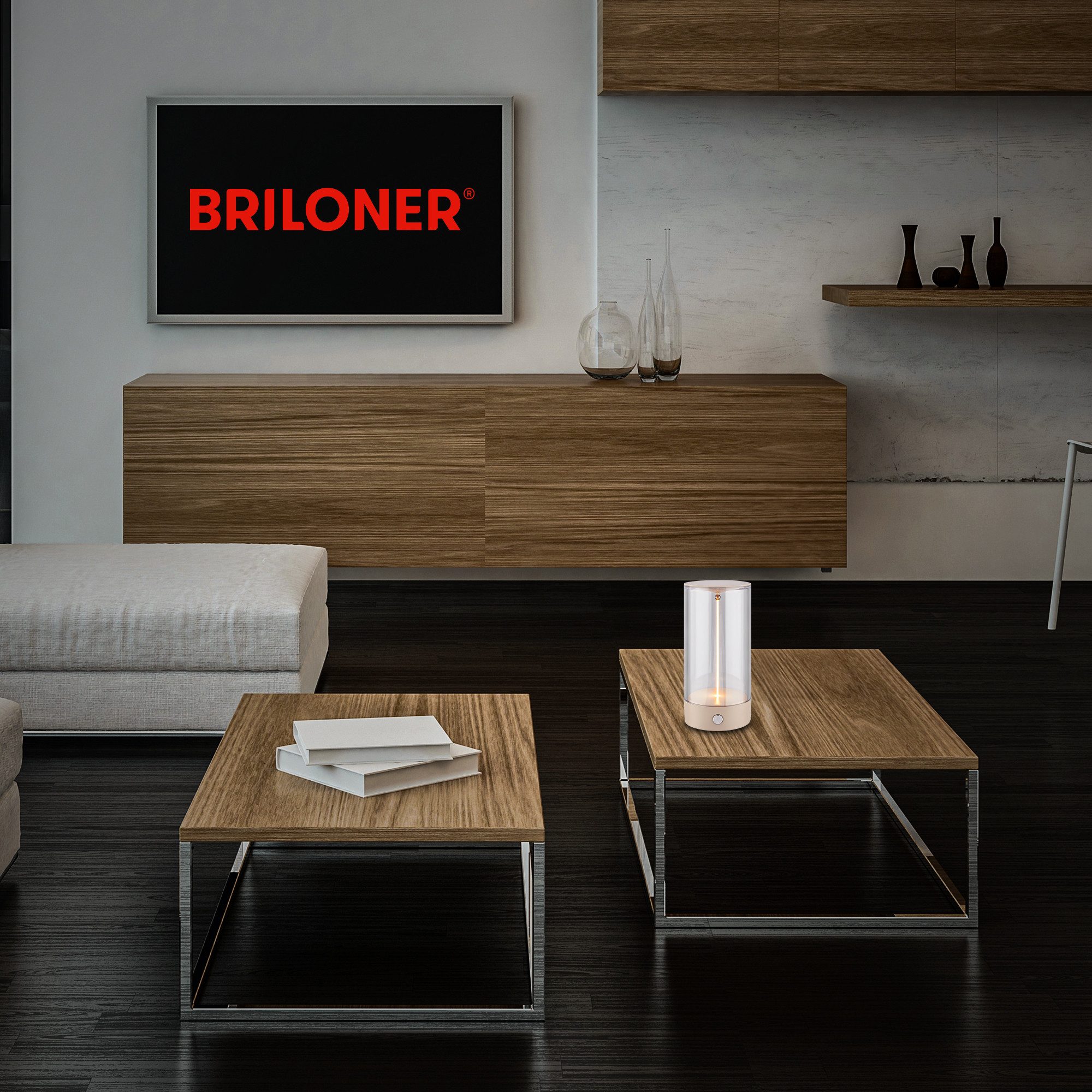 Briloner Leuchten Tischleuchte LED Tischlampe Akku USB-C Indoor Outdoor, LED fest integriert