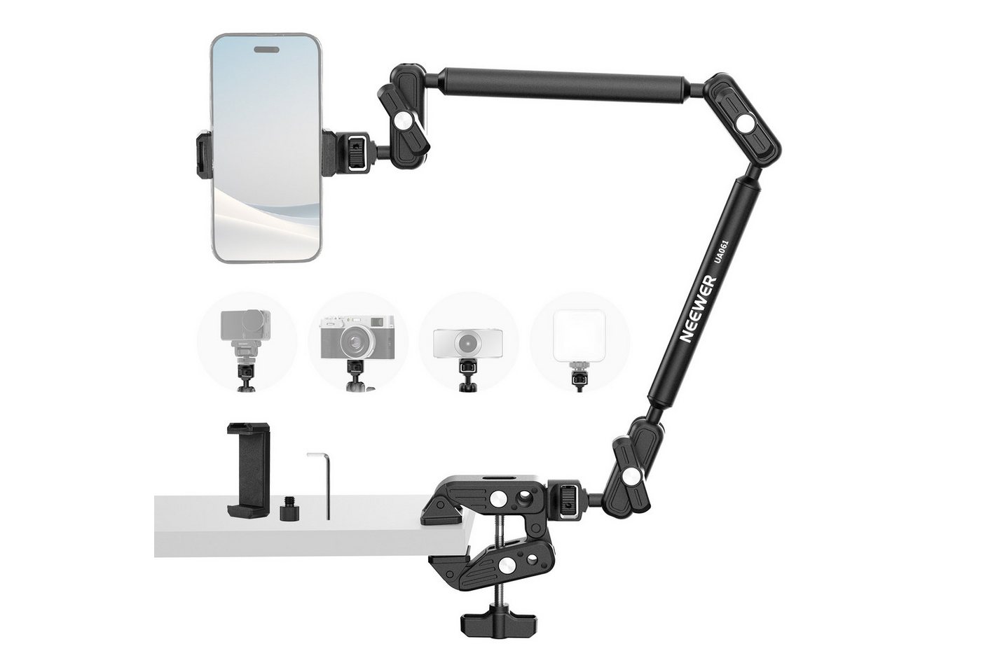 Neewer Kamerahalterung UA061 Magic Arm Tischhalterung, 22" Mikrofonständer Phone Holder, (Packung, Überkopf Mikrofonständer Auslegerarm, mit 1/4" 3/8" Gewinde für ARRI)