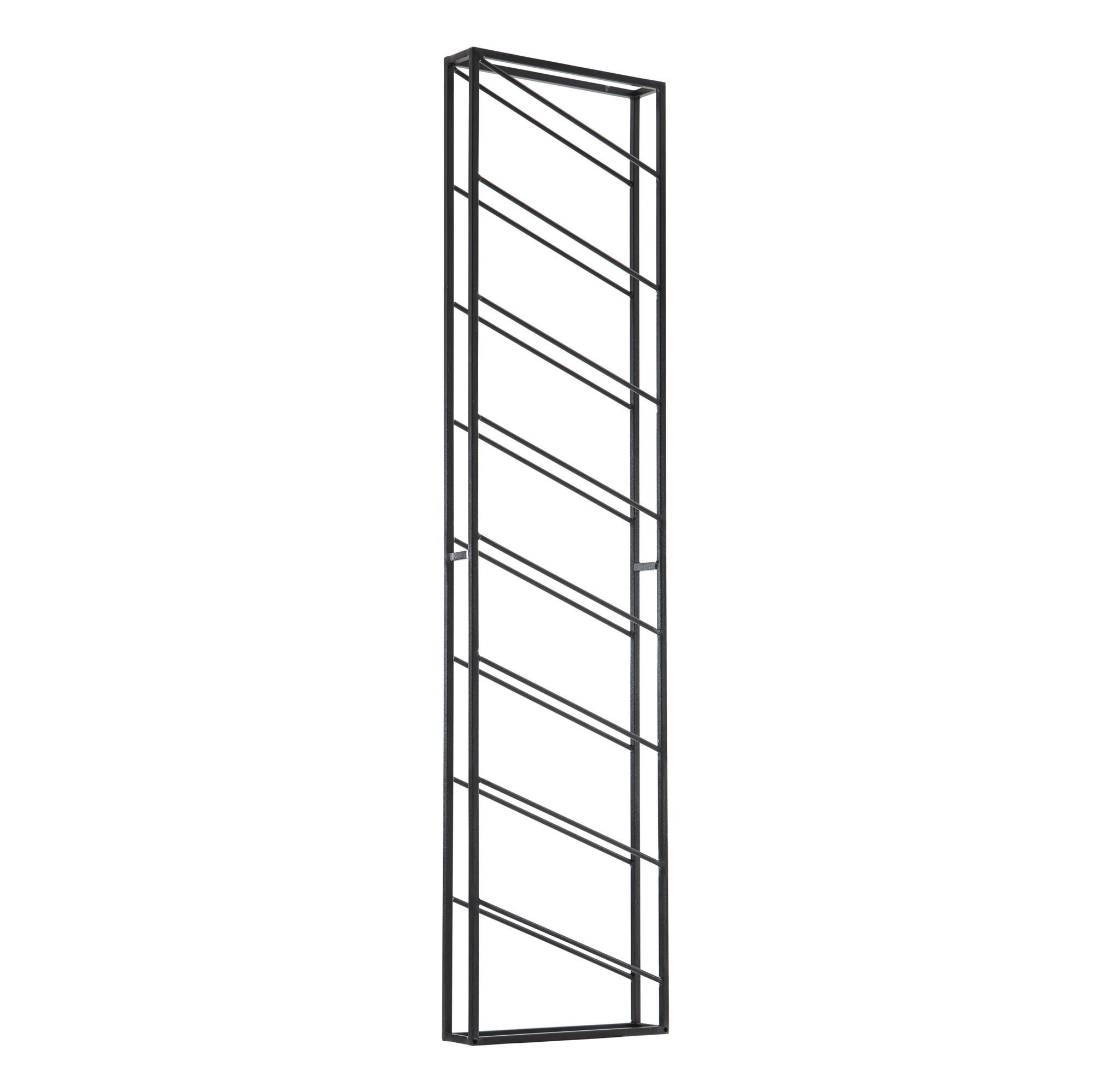 Weinregal Weinregal Wand Metall Schwarz 36x150x8 cm Groß für 8 Flaschen