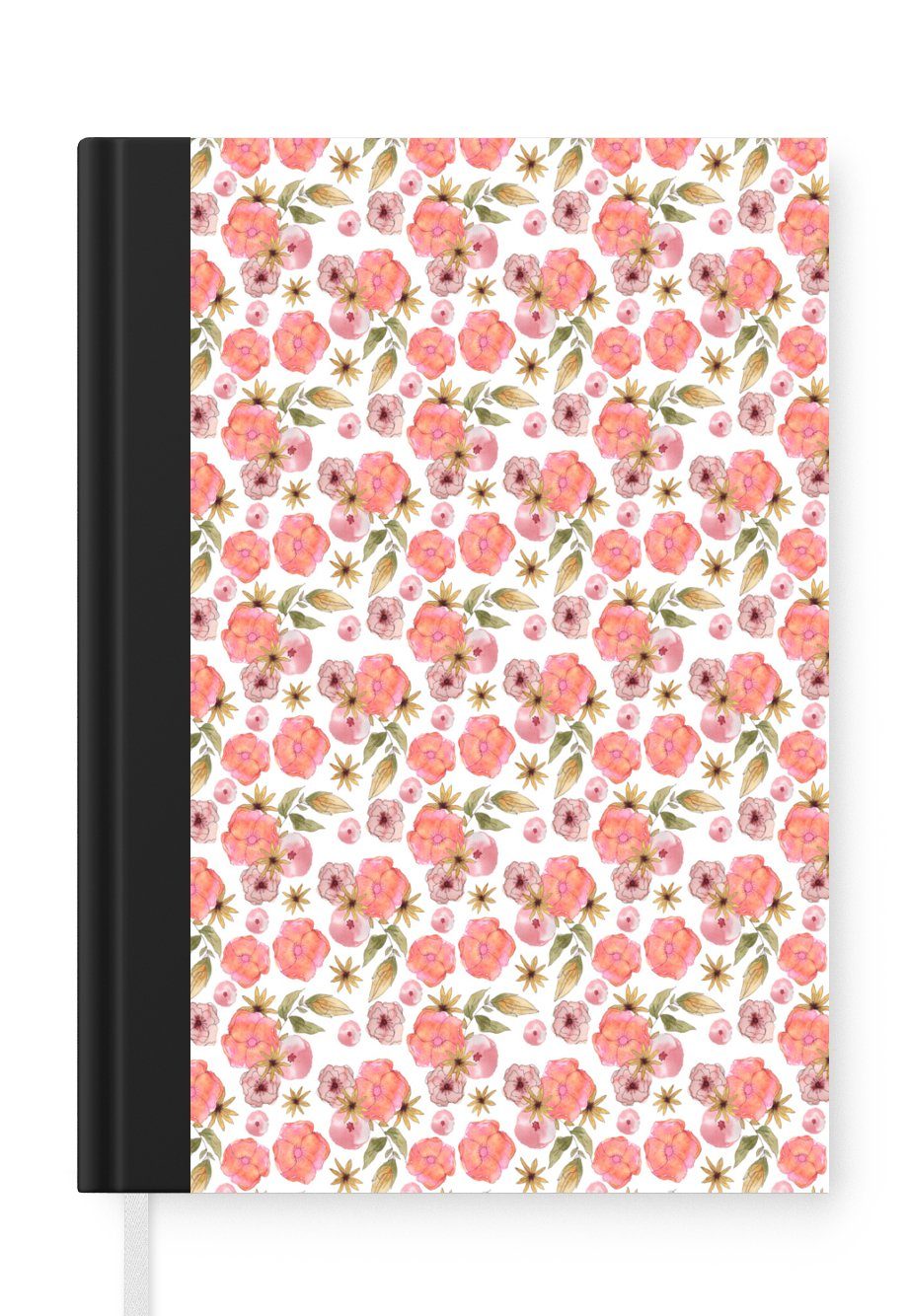 MuchoWow Notizbuch Blumen - Rosa - Collage, Journal, Merkzettel, Tagebuch, Notizheft, A5, 98 Seiten, Haushaltsbuch