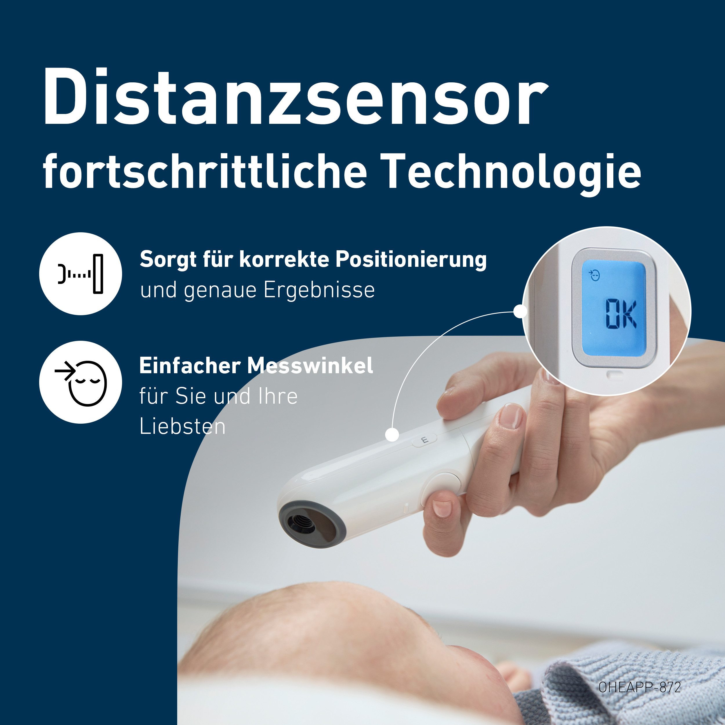 Omron Stirn-Fieberthermometer Gentle Temp 730, berührungsloses Infrarot-Thermometer mit Distanzsensor, schnelle, präzise, kontaklose Messung, geeignet für alle  – Bild 4 von 5