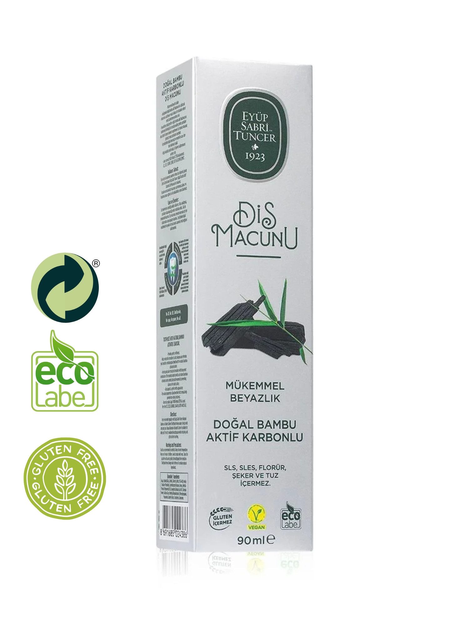 EYÜP SABRI TUNCER Zahnpasta Bambuskohle Zahnpasta – VEGAN - Natürlich weiß, (1-St) Fluoridfrei, Ohne SLS&SLES, Ohne Zucker, Mit Stevia