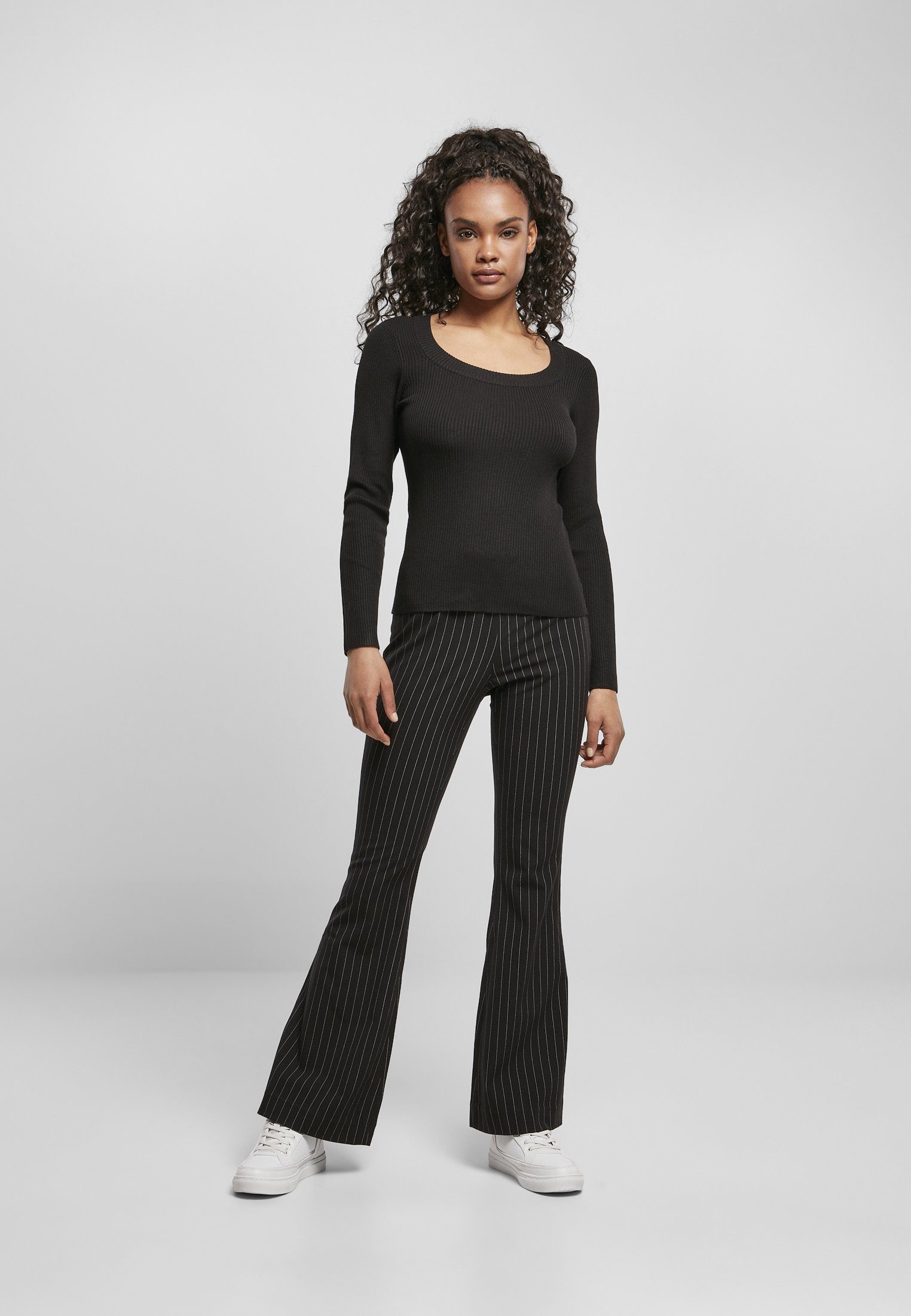 CLASSICS (1-tlg) Ladies black Sweater Neckline Kapuzenpullover URBAN Damen Wide