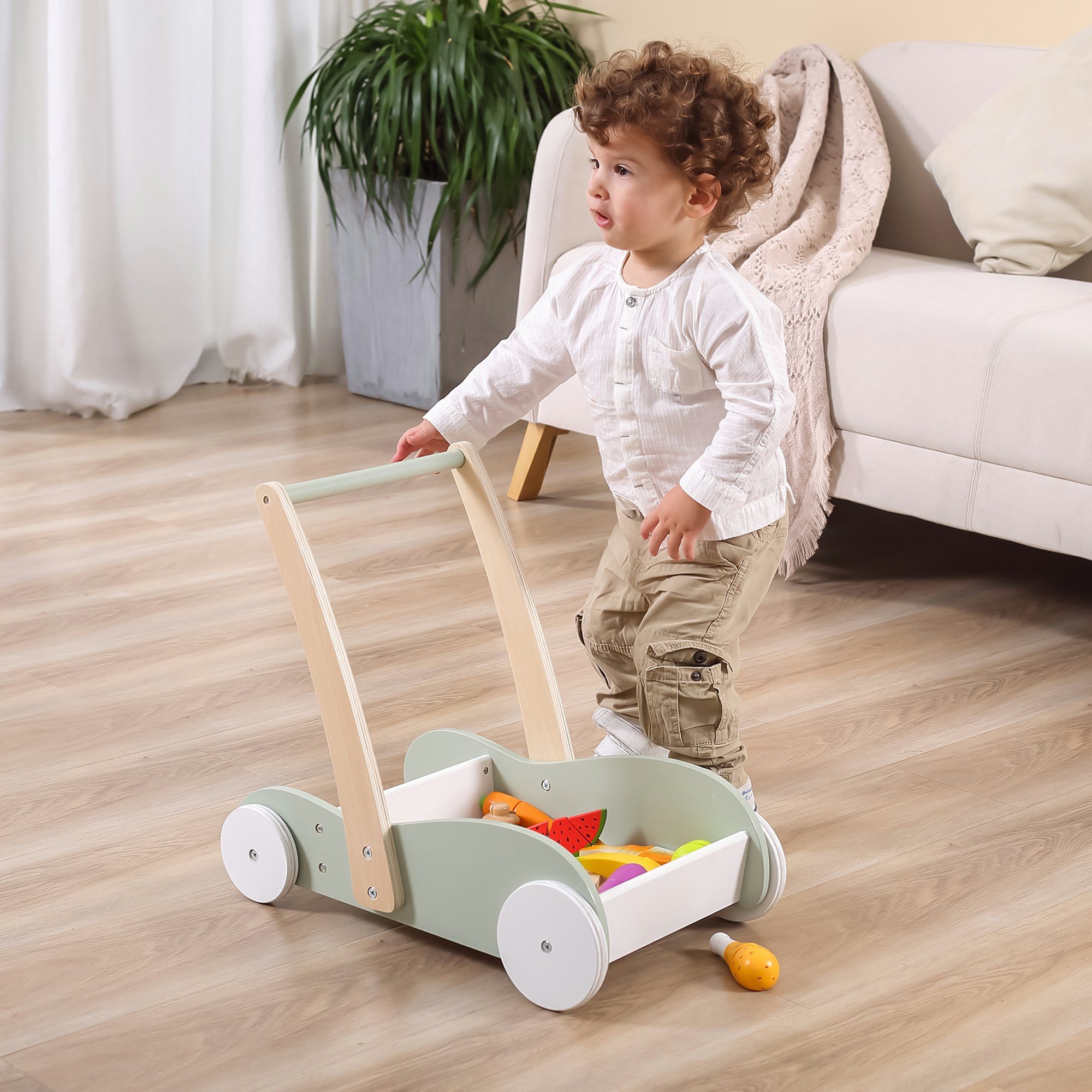 Holz • PolarB Baby Walker LeNoSa Lauflernhilfe Lauflernwagen Mint