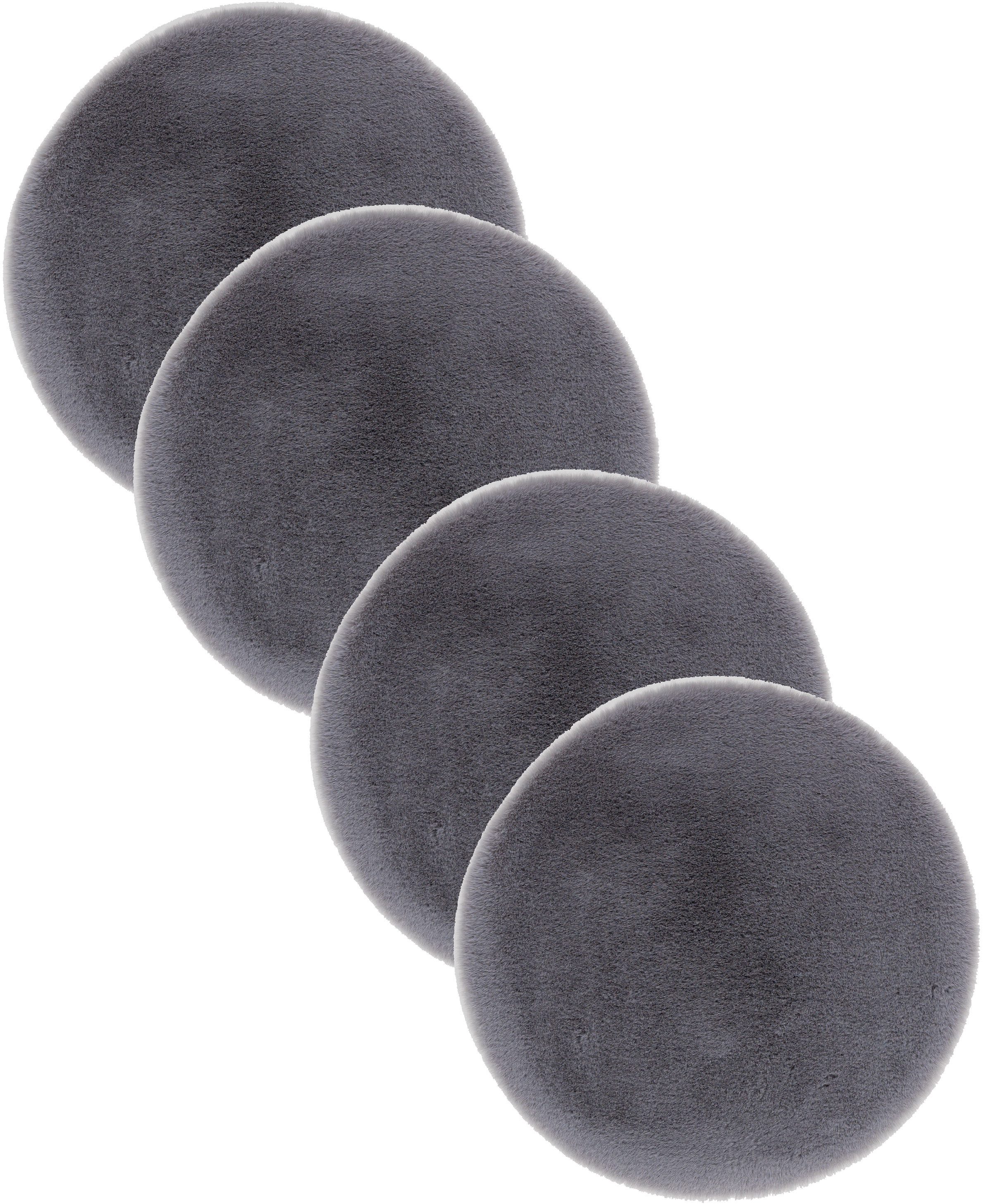 ASTRA Teppich Elda, rund, Höhe: 13 mm, runde Dekofelle im 4 er Set, kuschelweich, Wohnzimmer, Kinderzimmer