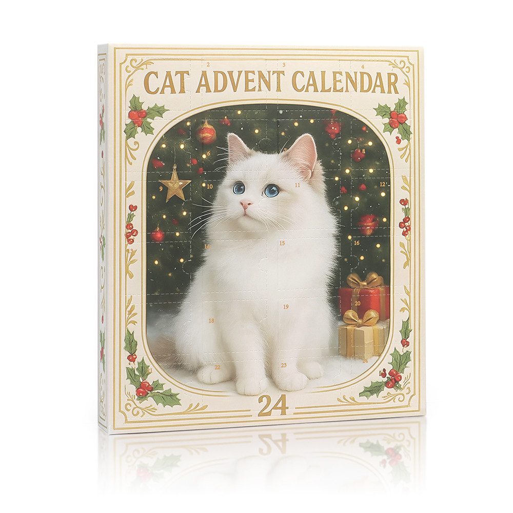 CLTYQ Adventskalender Katze Adventskalender 2025,24-tägiger Acryl-Anhänger Adventskalender, Weihnachtsbaumdekorationen, Feiertags-Countdown für Katzenliebhaber – Bild 2 von 5