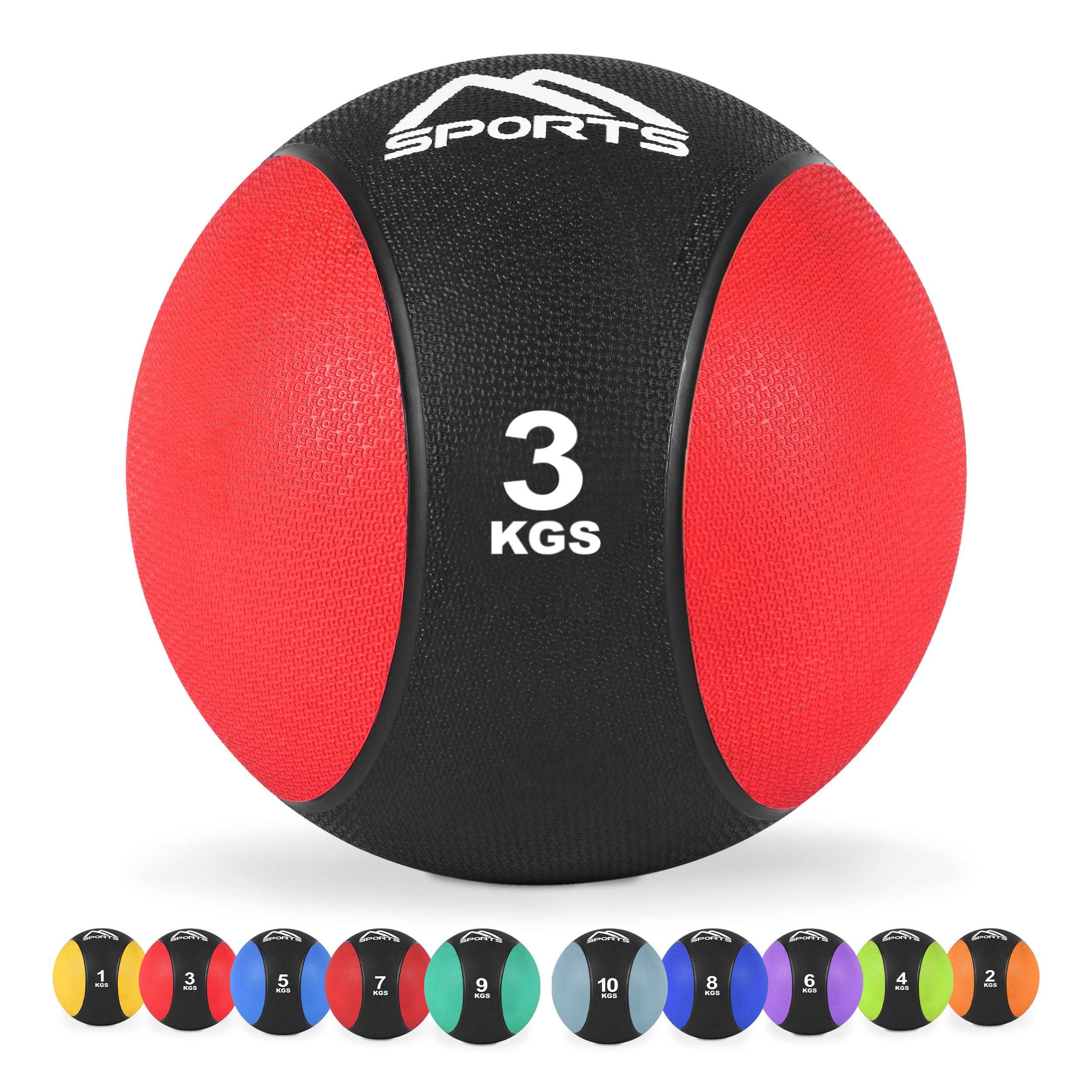 MSports® Medizinball Medizinball 1 – 10 kg – inkl. Übungsposter