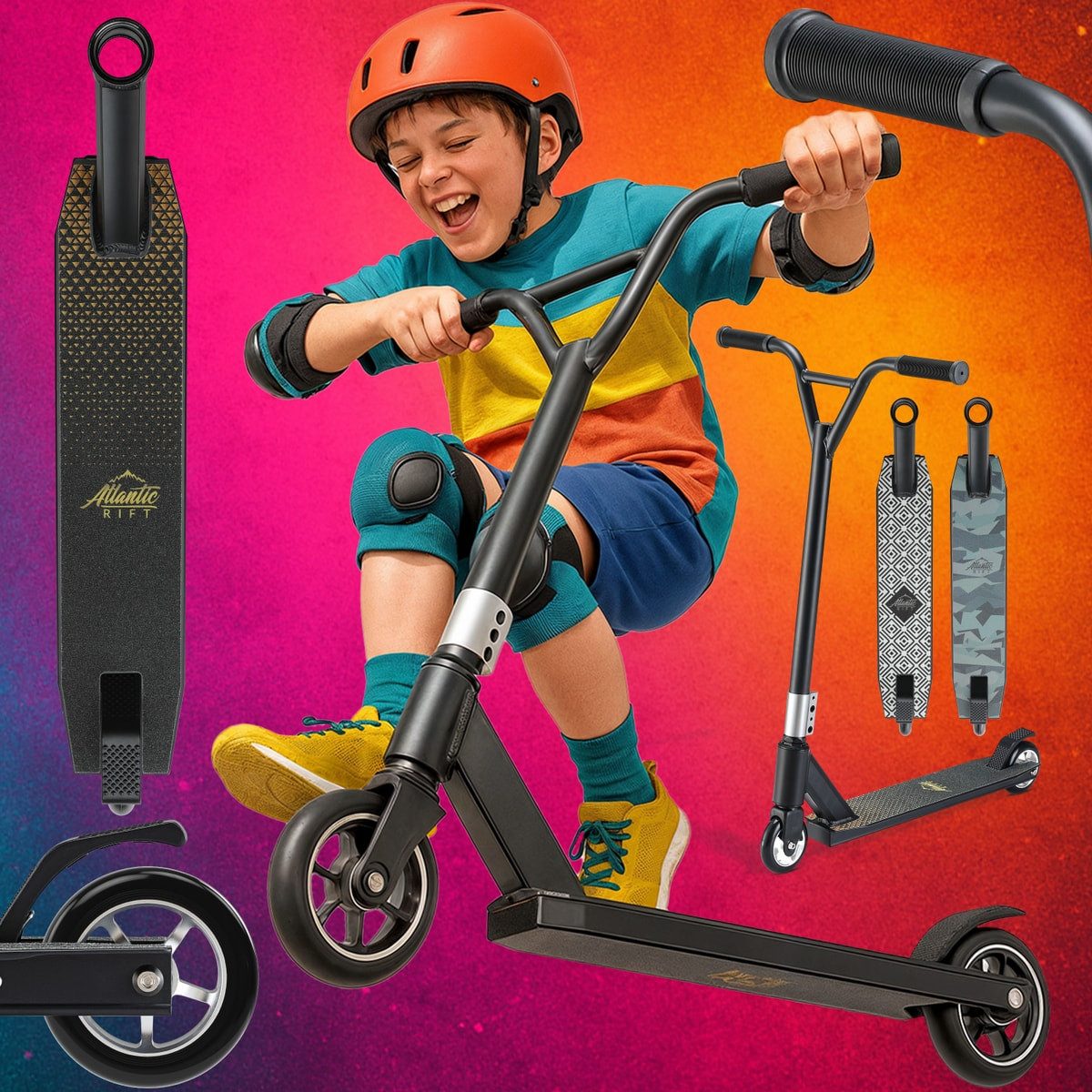 Sportana Stuntscooter Premium, (1 tlg), 100mm PU-Rollen 360° Lenker ABEC 9 City Trick Roller Kickscooter