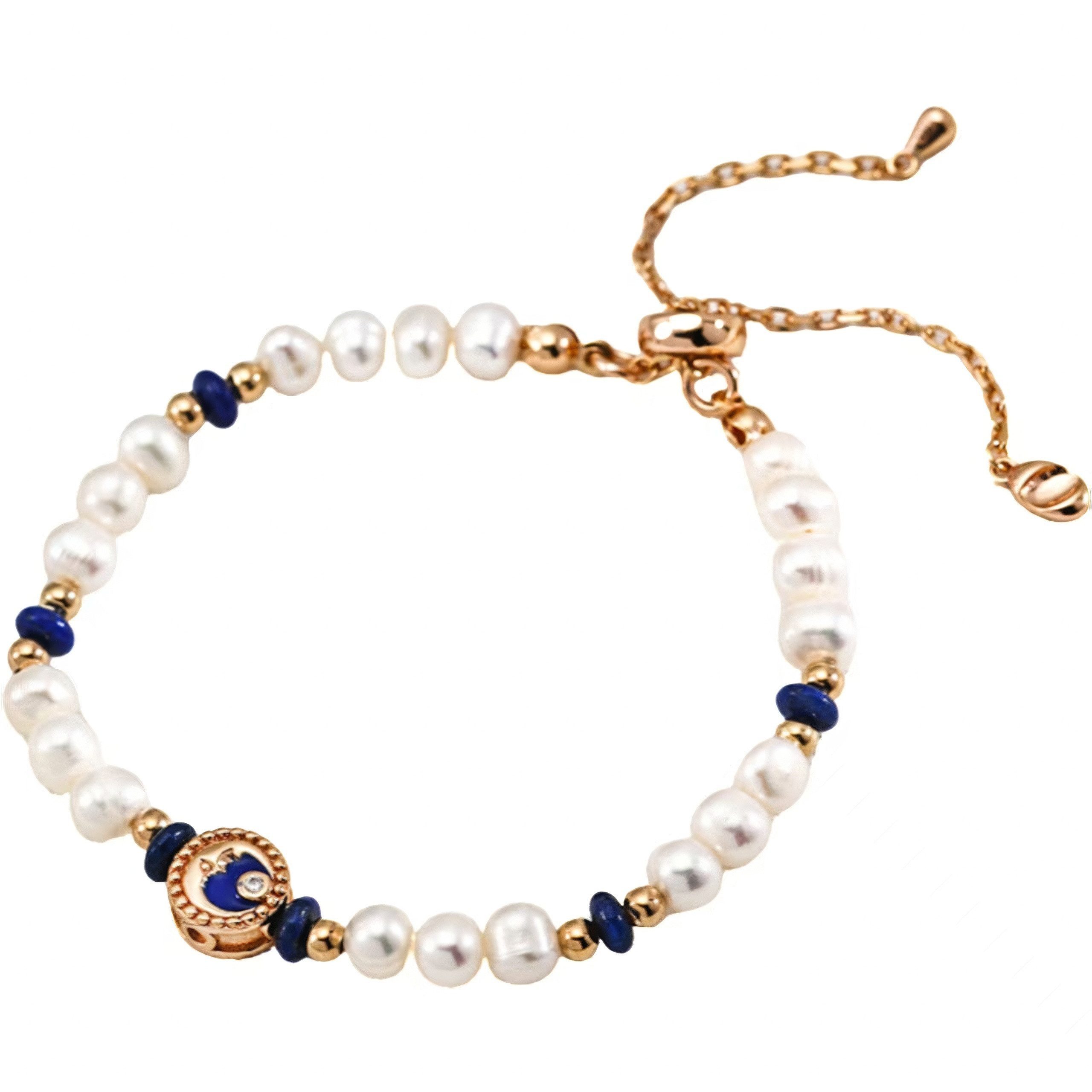 Jumpeak Silberarmband Damen Armband mit Lapislazuli & Perlen, 925 Silber 18K Vergoldet, personalisiertes armband frauen, valentinstag geschenk für sie