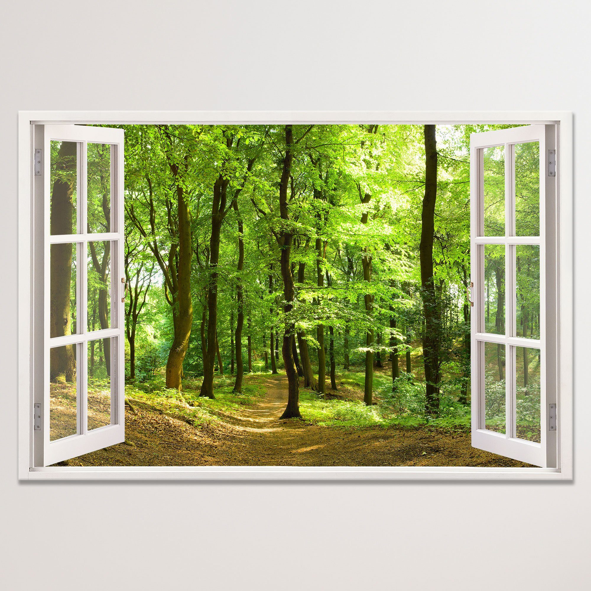 WallSpirit Leinwandbild "Fenster mit Aussicht", Wald, günstig online kaufen