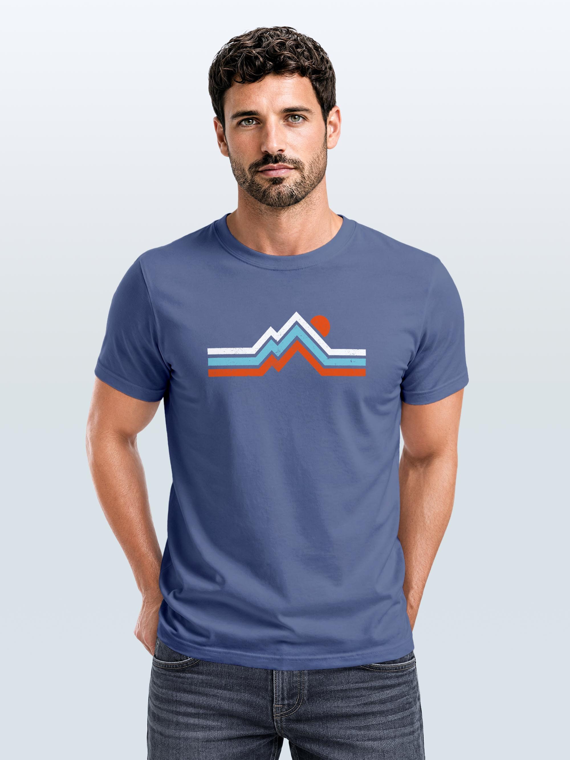 Neverless Print-Shirt Herren T-Shirt Berge Wandern Bergmotiv Aufdruck Printshirt Gebirge mit Print