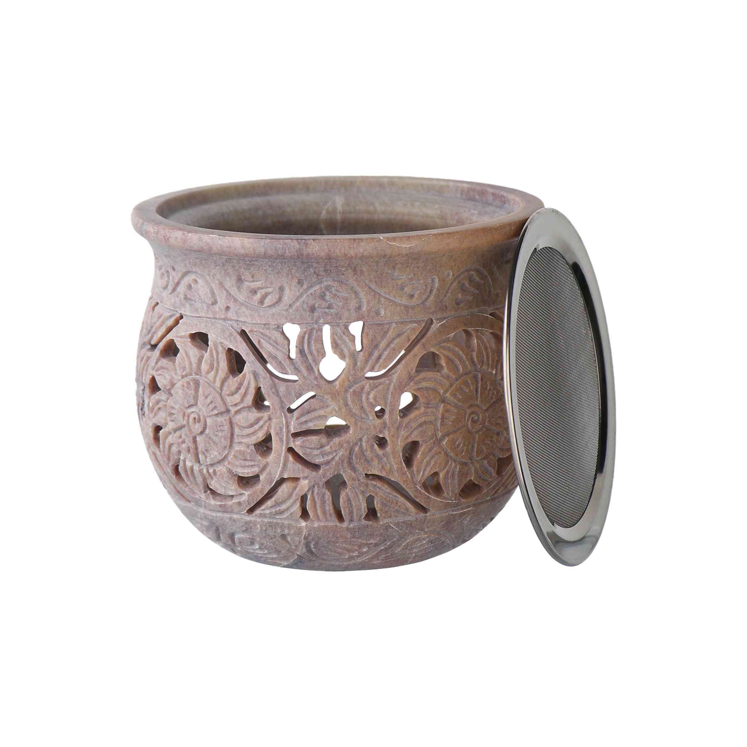 NKlaus Räucherschale Räucherstövchen 11,5x14,2cm – Speckstein geschnitzt groß, Räucherstövchen