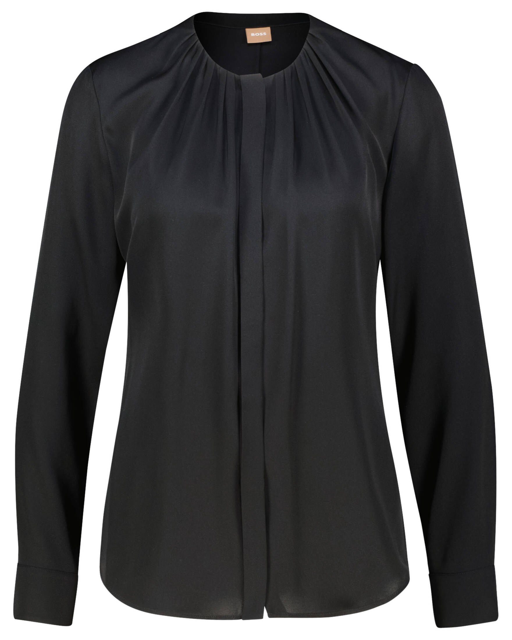 BOSS Rüschenbluse Damen Bluse BANORAH Langarm schwarz (15)