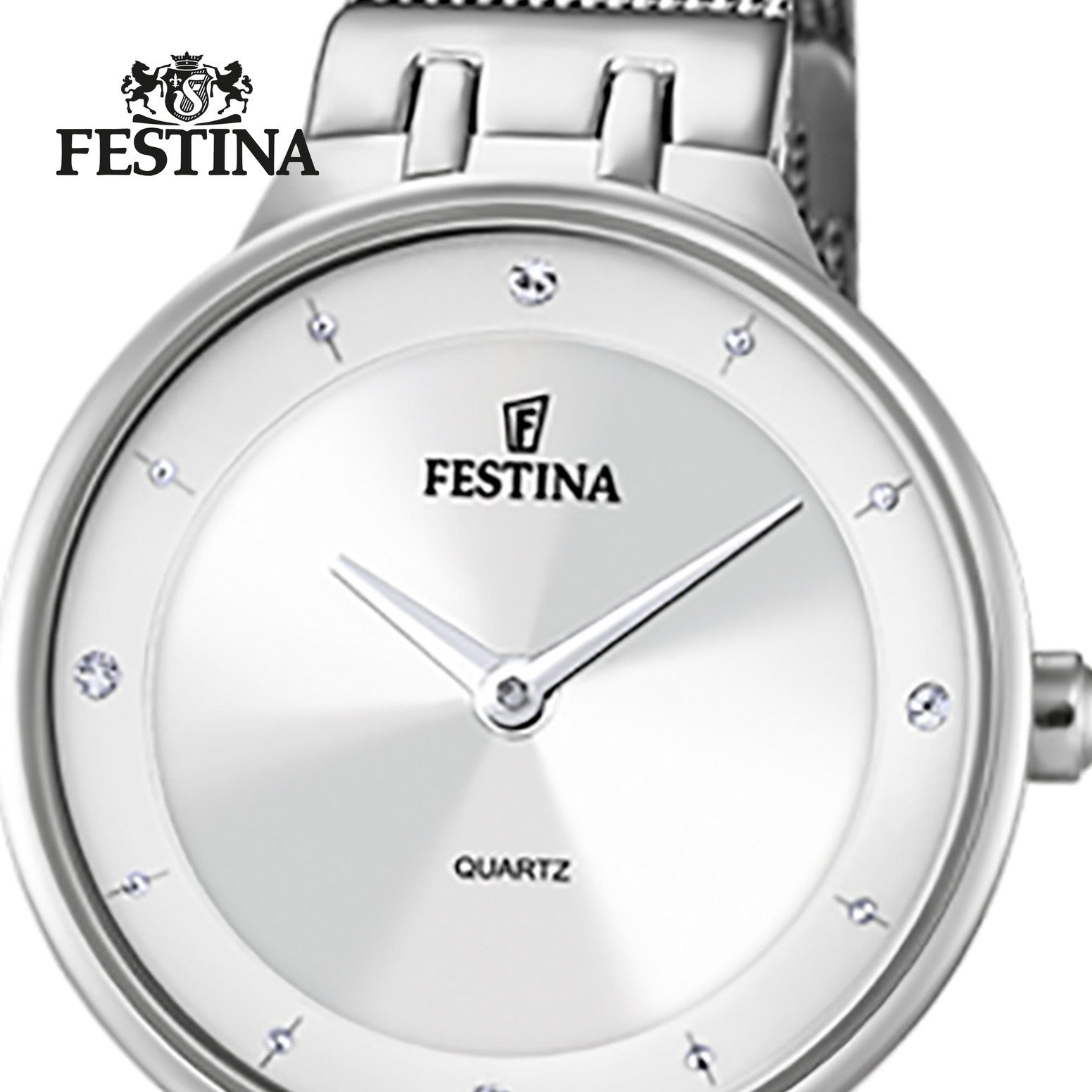 Festina Quarzuhr Festina Damenuhr Mademoiselle, (Analoguhr), Damen Armbanduhr rund, Edelstahlarmband silber, Fashion