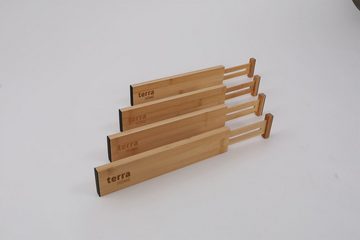 Terra Home Besteckeinsatz Schubladentrenner Ordnungssystem Bambus 4er Pack 33 bis 45 cm Set