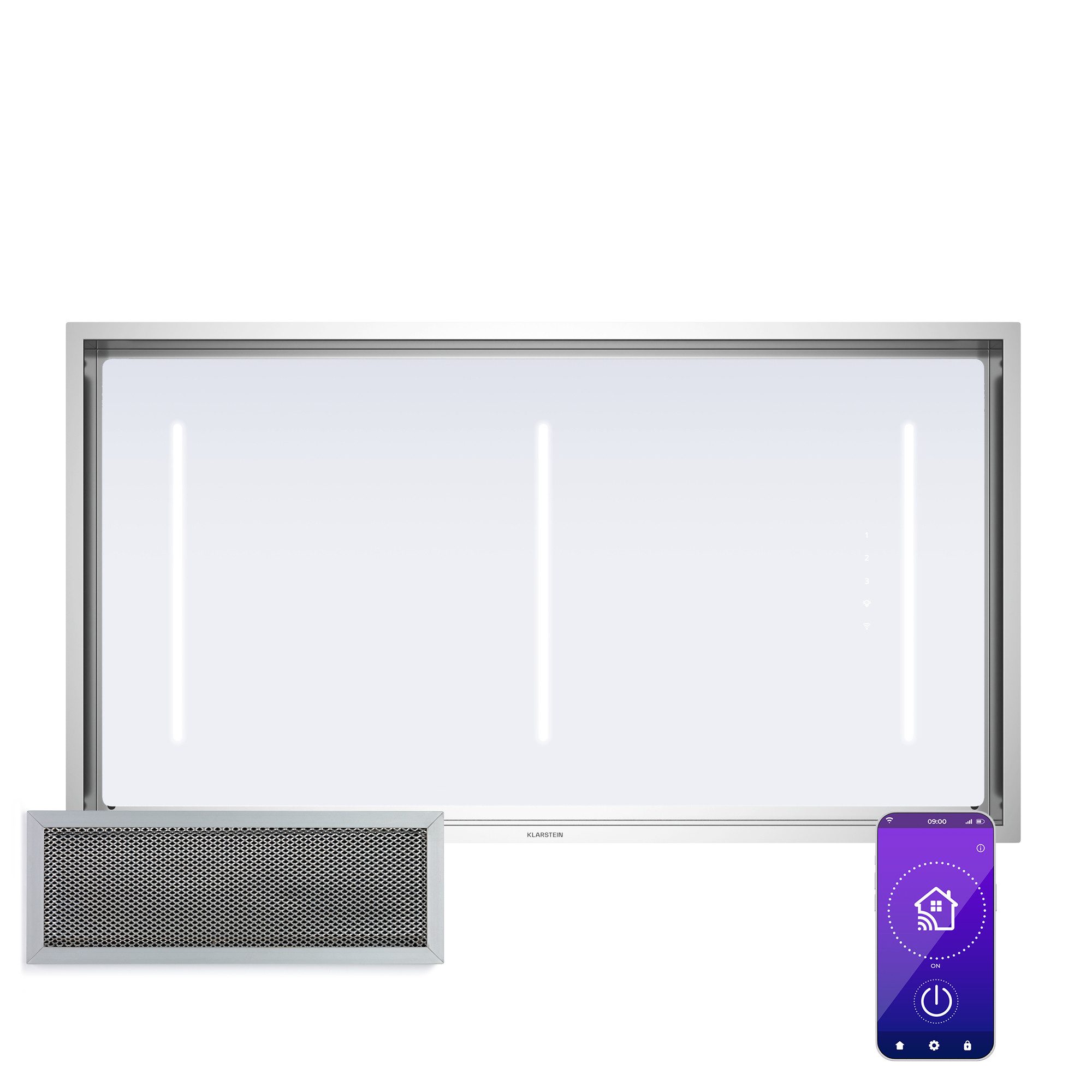 Klarstein Deckenhaube LuxeAir 110 Serie LuxeAir 110 Wandhaube 110 cm 750 m³/h 110W A WLAN Bluetooth Touch LED Schornsteinhaube Abzughaube Abluft Umluft mit App  – Bild 2 von 5
