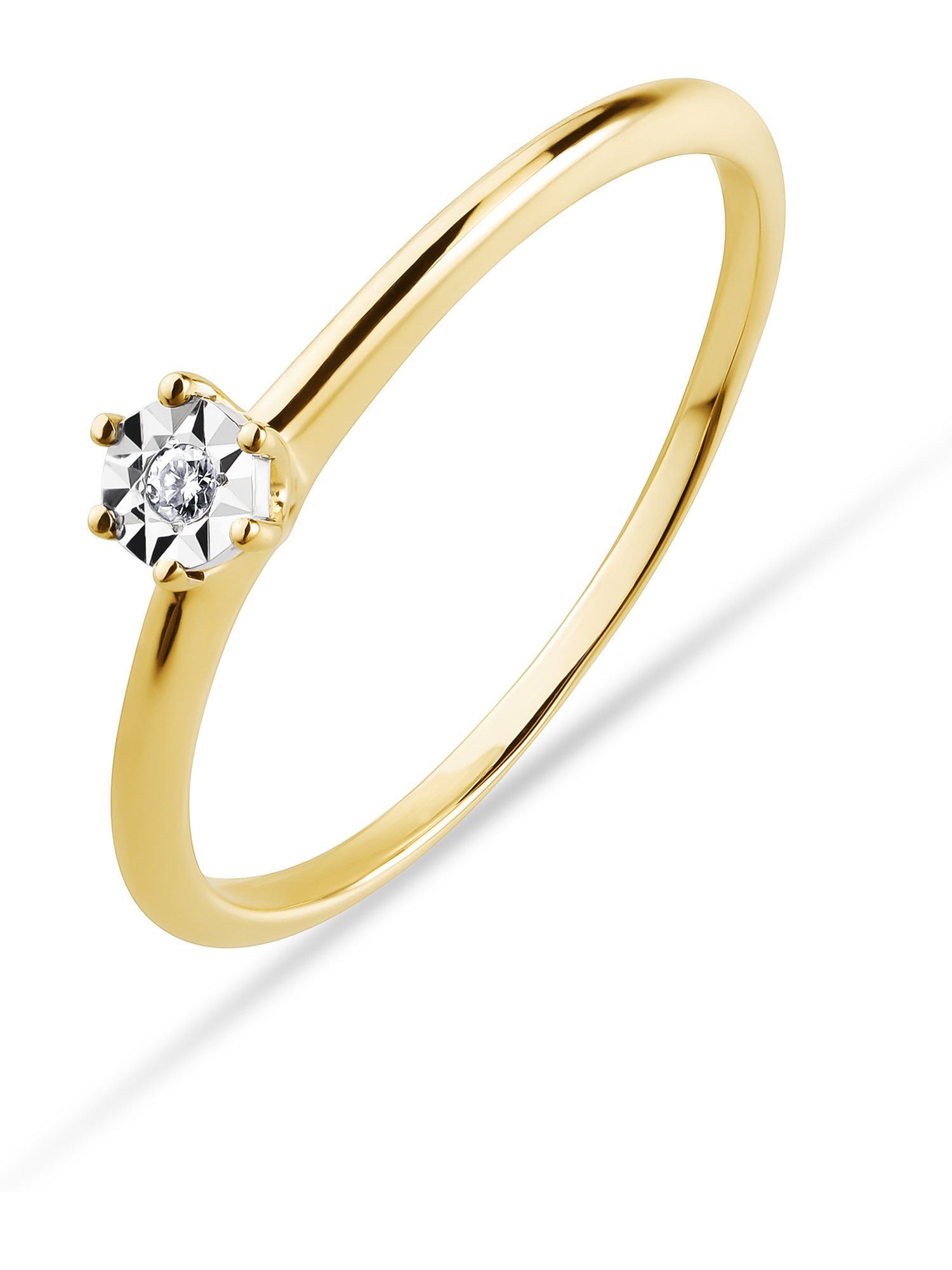 Diamantring CHRIST Damen-Damenring 375er Gelbgold Diamant