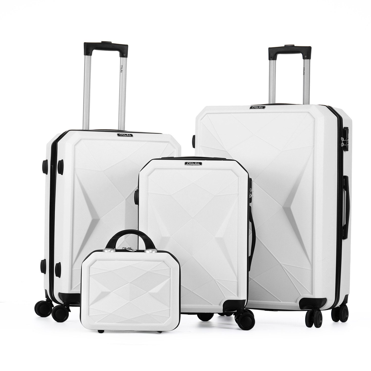 oyajia Kofferset Kofferset 4-teilig mit Handwaage aus Robustem ABS, 12/20/24/28 Zoll, (Leichtes Trolley Set mit 360° Doppelrollen & Zahlenschloss, 4 tlg., Reisekoffer Set mit Stabilem Teleskopgriff, Kratzfest & Stoßresistent), Innenfutter aus 210D Stoff, ideal für Reisen, Urlaub & Familie