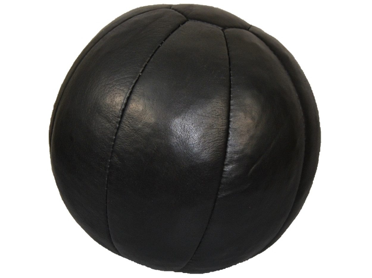 BAY-Sports Medizinball 5 kg Leder schwarz Fitnessball Profi Ausführung Vollball Kraftball (Stück), Trainingsball Kraftsport Echtes Leder Kunstleder 5kg