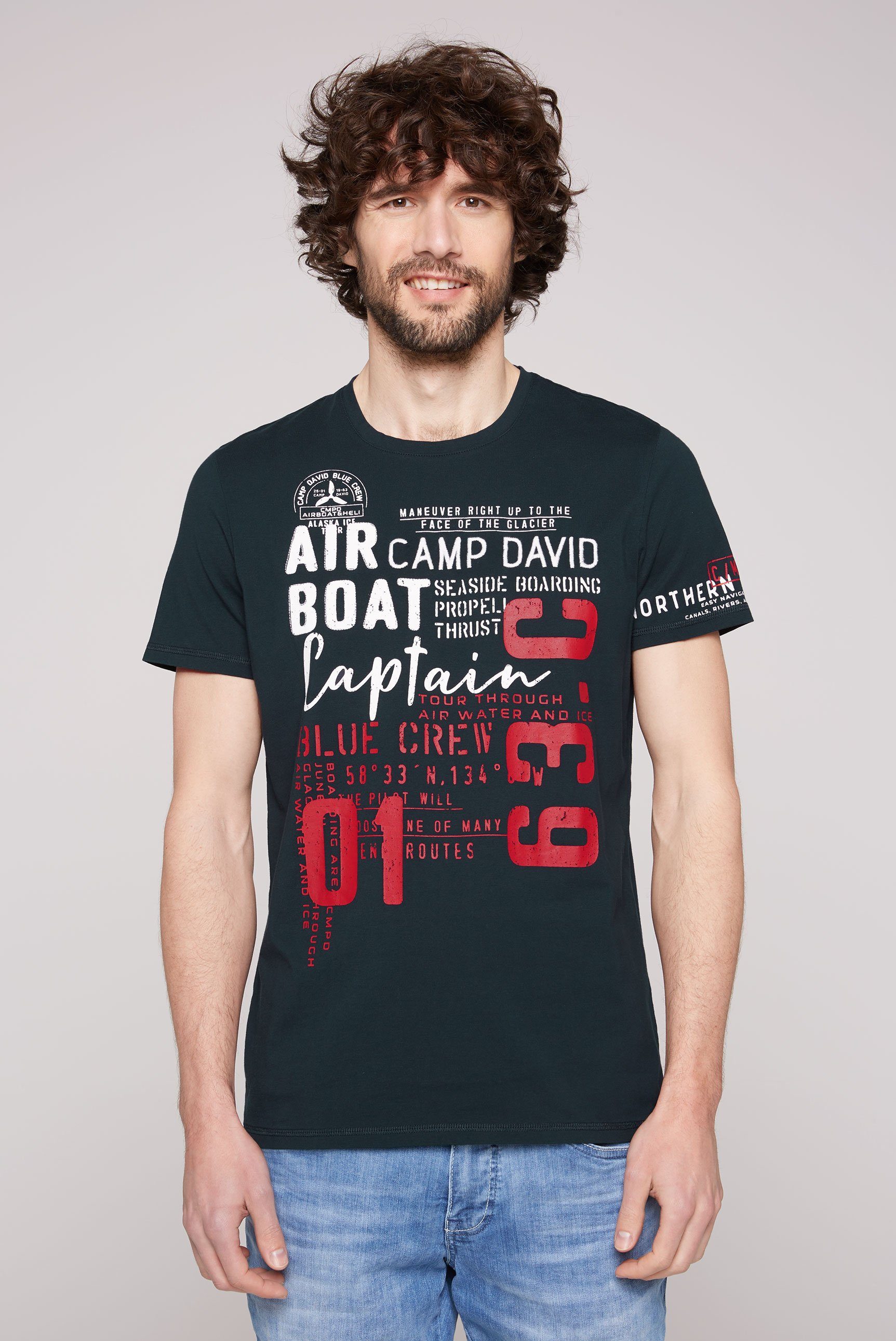 CAMP DAVID T-Shirt mit Logo-Artworks frozen navy