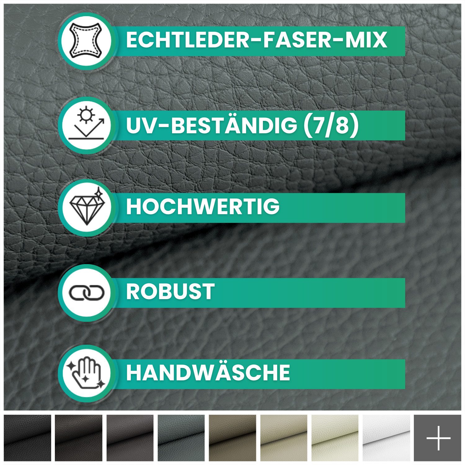 novely® Stoff BINAU Kunstleder - Möbelstoff aus Echtleder-Fasern-Kombi, Robust, Extra Dick, Pflegeleicht, Meterware, 1lfm – Bild 2 von 5