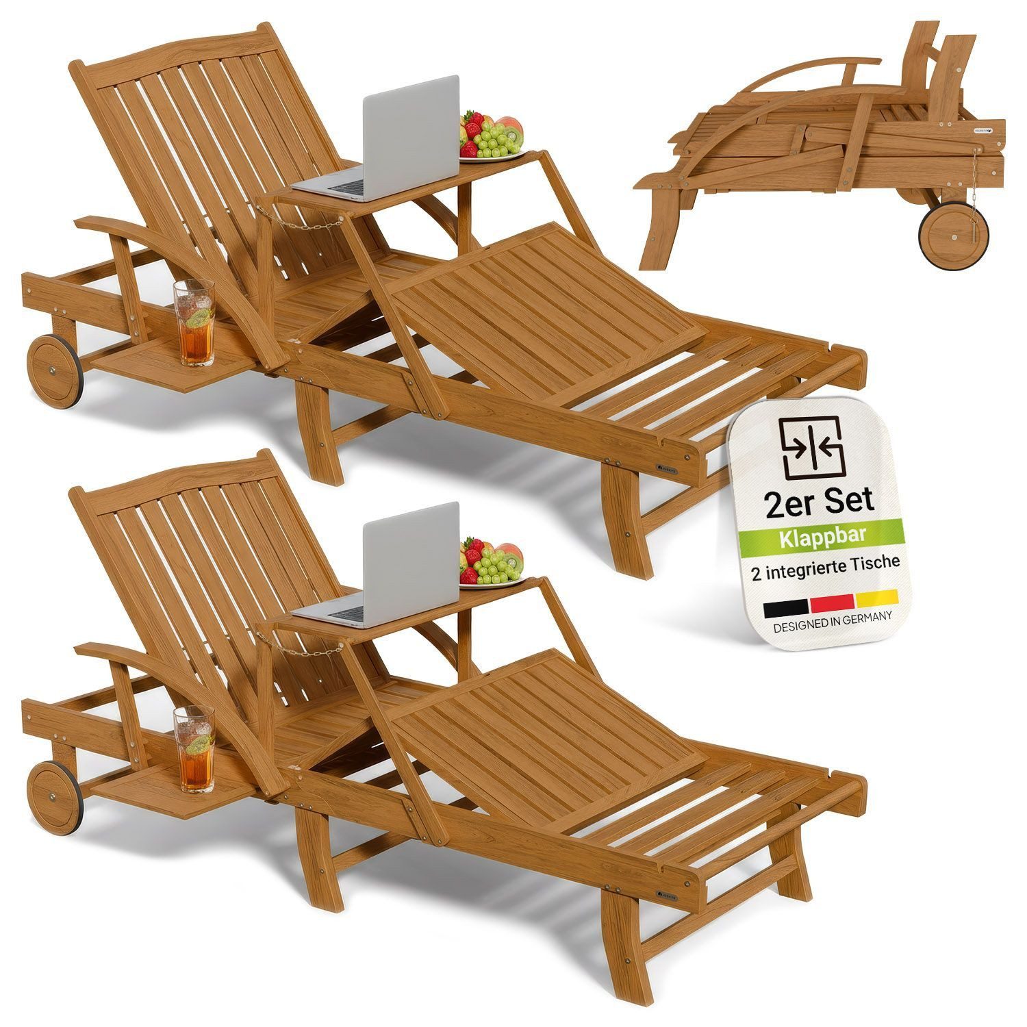 Juskys Multifunktionsliege SunScape, 2 St., 4-fach verstellbare Rückenlehne, 3-fach verstellbare Beinablage