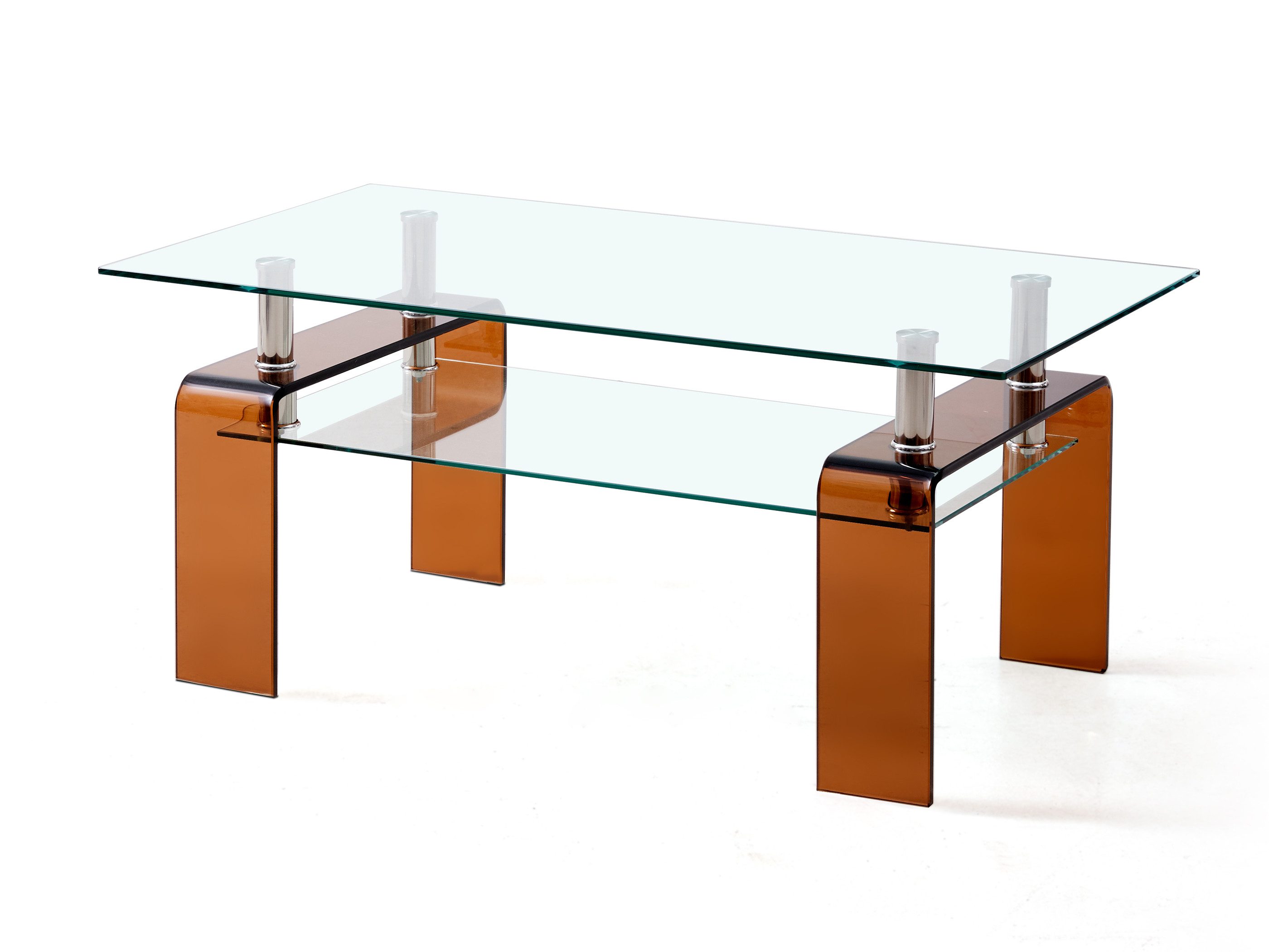 SeedWave Couchtisch Rechteckiger Sofatisch bis 68kg mit 100cm Glastischplatte & Ablage, Wohnzimmertisch im minimalistische Design, inkl. Anti-Rutsch-Pads