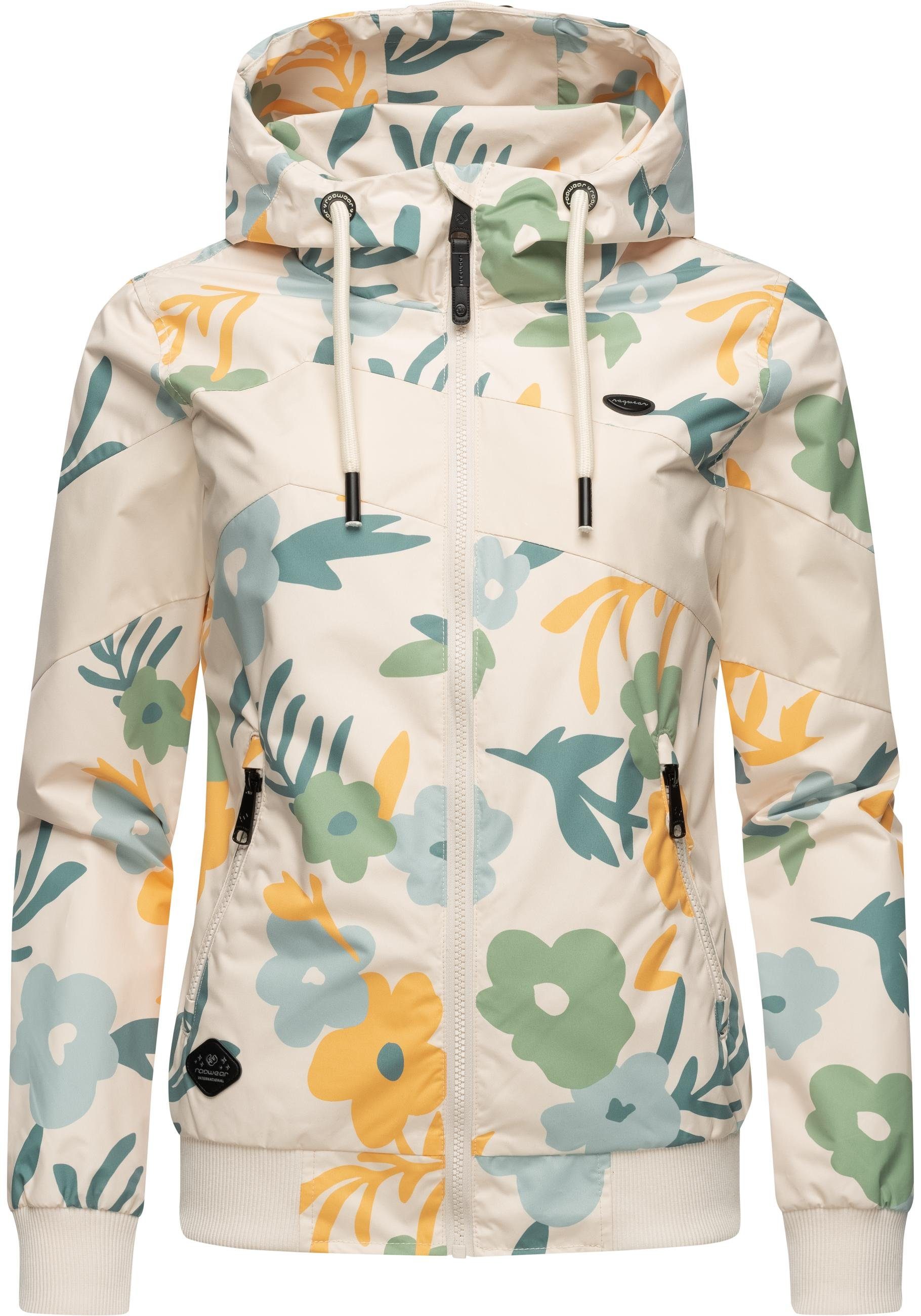 Ragwear Outdoorjacke Nuggie Block Flower modische Damen Freizeitjacke mit floralem Print