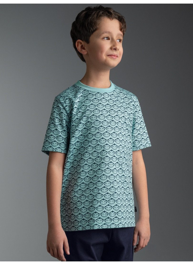Trigema T-Shirt TRIGEMA T Shirt mit Allover-Muster "Äffchen" (1-tlg)