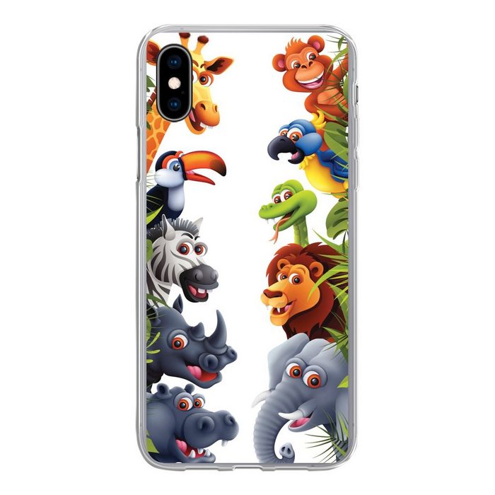 MuchoWow Handyhülle Dschungel - Tiere - Jungen - Mädchen - Giraffe - Elefant - Kinder Handyhülle Apple iPhone Xs Smartphone-Bumper Print Handy