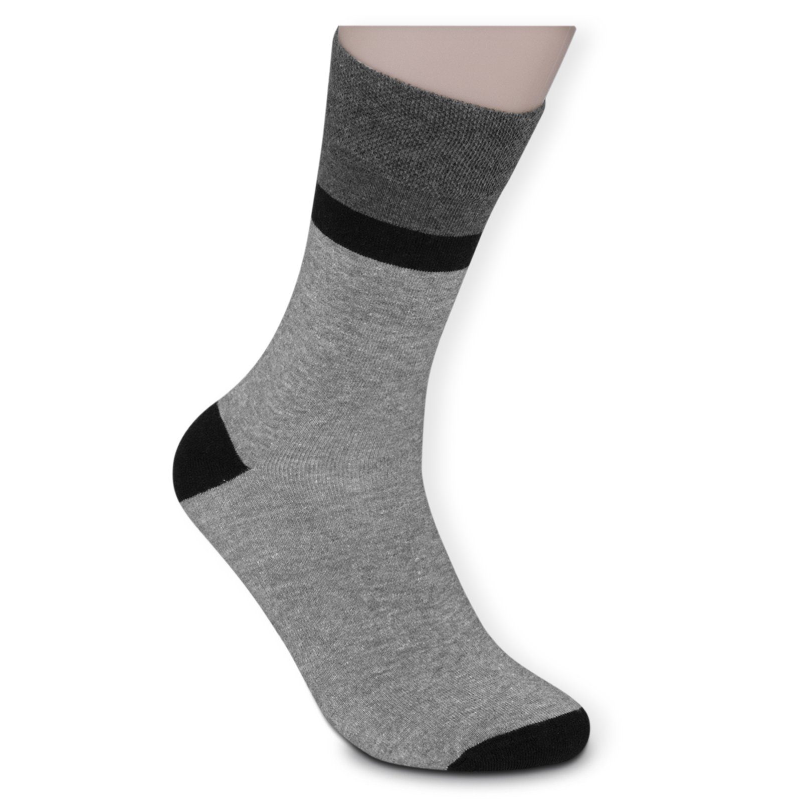 Komfortbund grau schwarz) 5-Paar, MONOCHROM Basicsocken ohne Gummi (Bund, Sockenbude Die mit