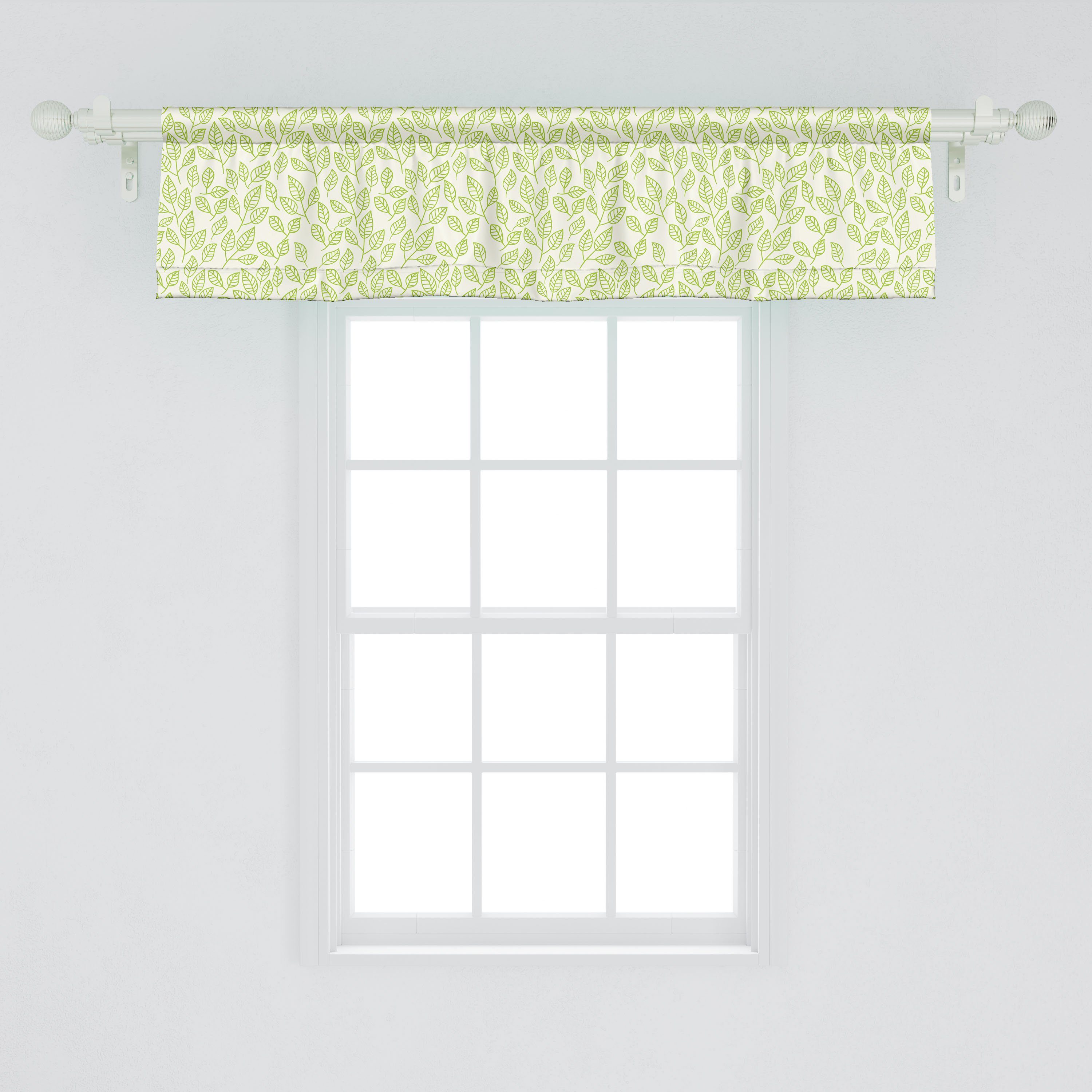 Dekor für Schlafzimmer Küche Volant Stangentasche, Blätter Microfaser, Vorhang mit Grüne Natur Abakuhaus, Scheibengardine Zweige