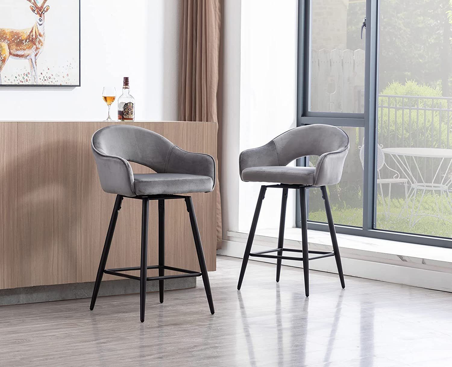 WAHSON OFFICE CHAIRS Barhocker Samt 2er günstig online kaufen