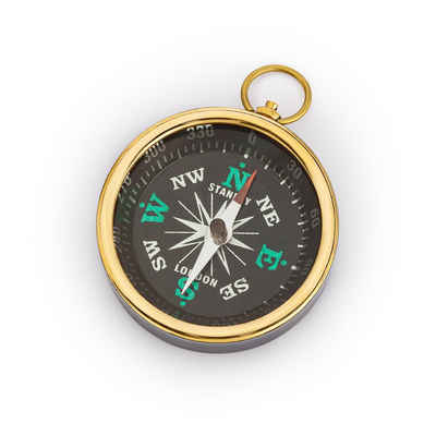 NKlaus Kompass Maritim Kompass 4,5cm aus Messing schwarz lackiert mit Ring Taschenkom