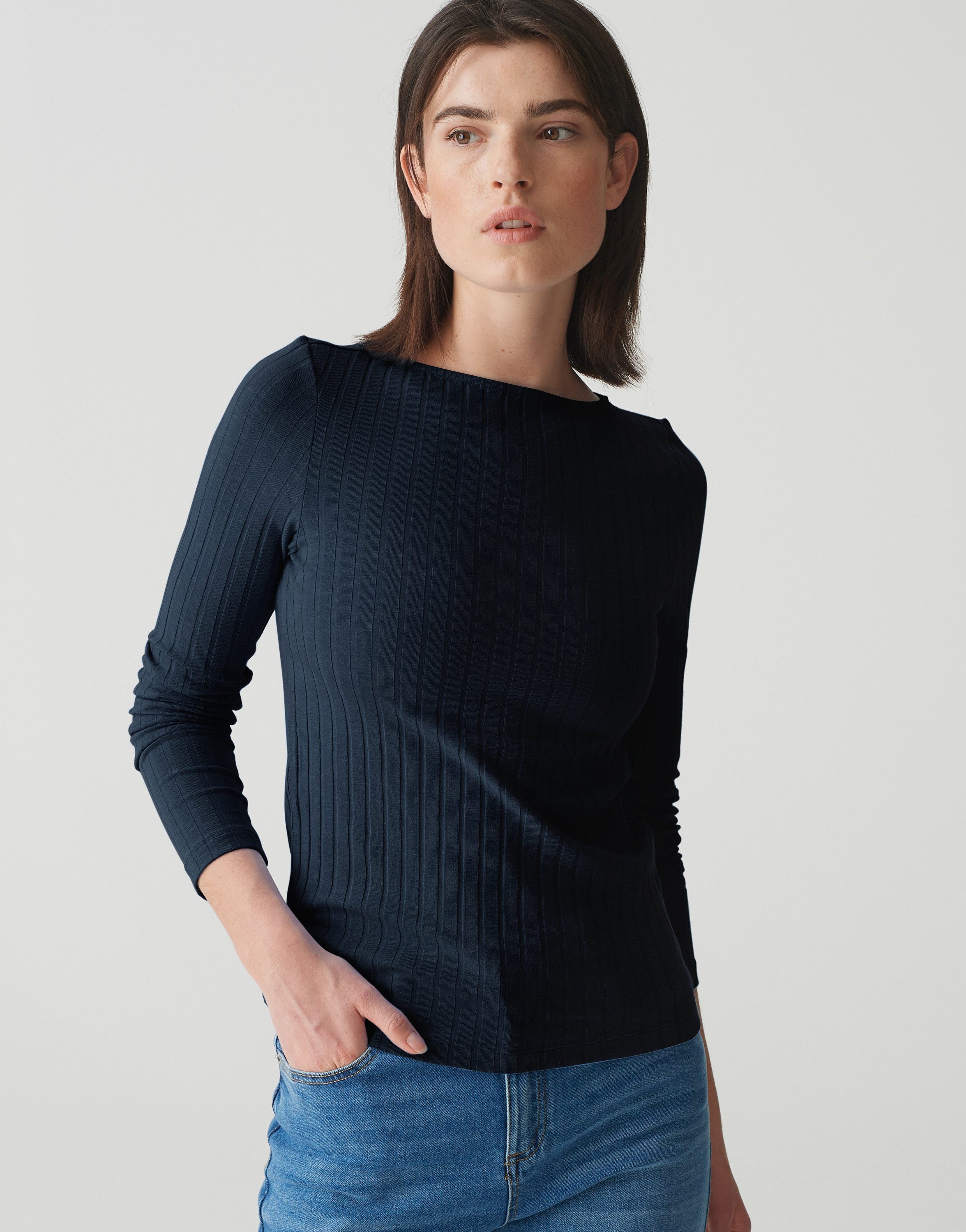 OPUS Langarmshirt SOVKE Slim aus Baumwoll Mix günstig online kaufen