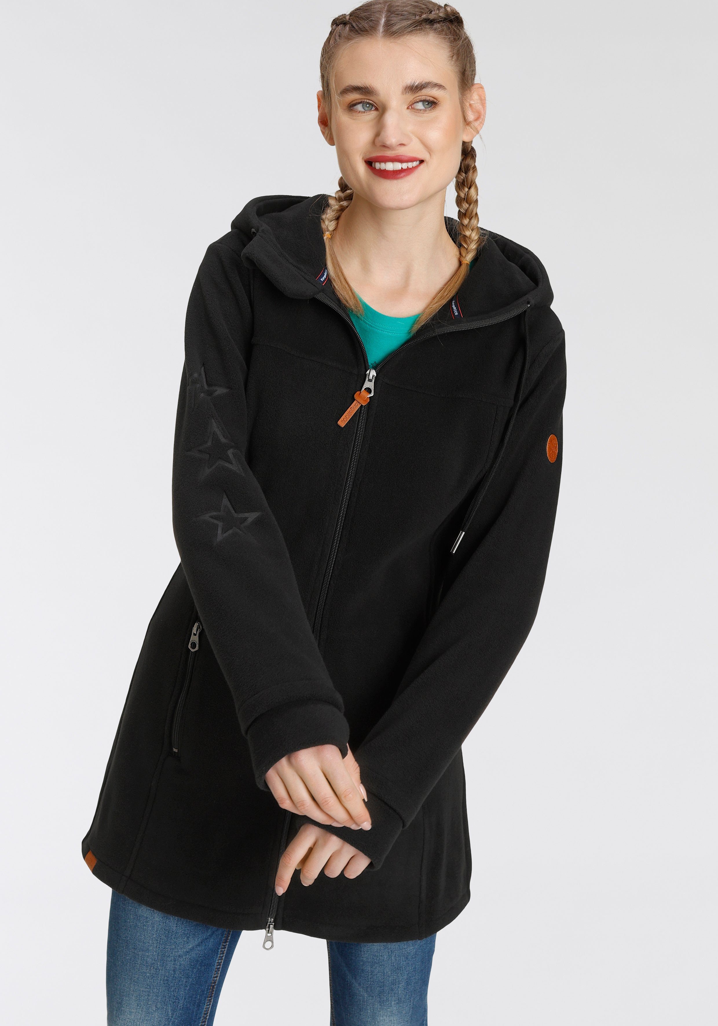 KangaROOS Fleecejacke figurbetonter Schnitt, mit Kapuze, mit 2-Wege-Reißver günstig online kaufen