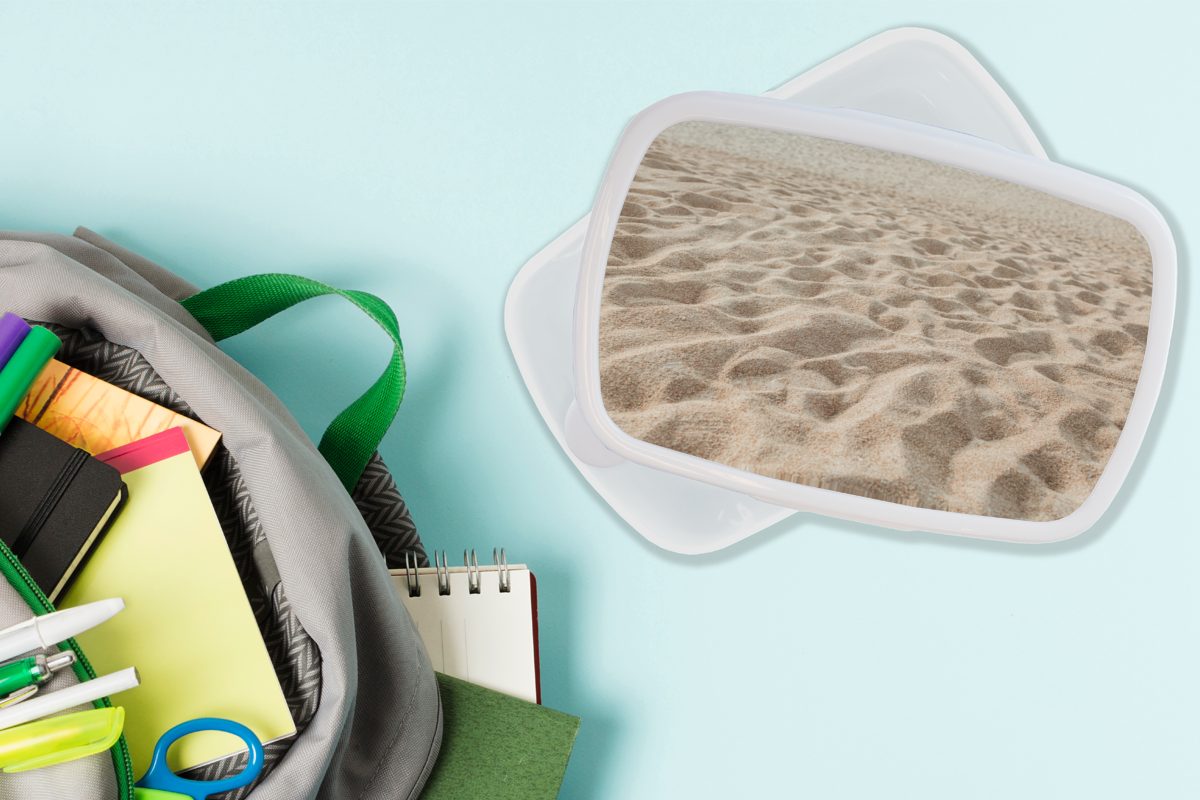 Lunchbox MuchoWow Erwachsene, Sommer Brotbox für weiß Kunststoff, und Brotdose, Jungs (2-tlg), Mädchen und Kinder Strand, - für - Sand