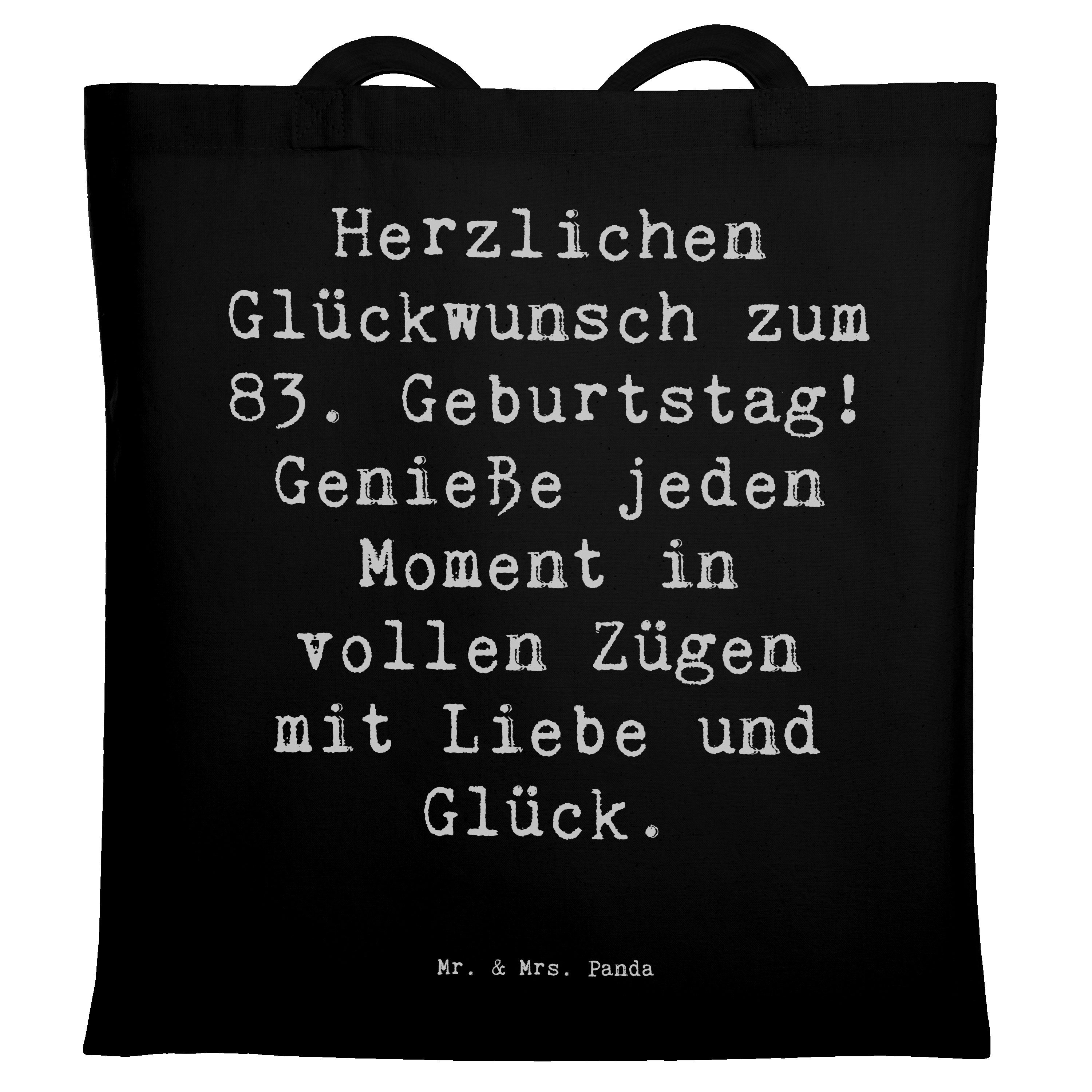Tragetasche Spruch 83. Geburtstag Liebe Glück - Schwarz - Geschenk, Geburtstag 83