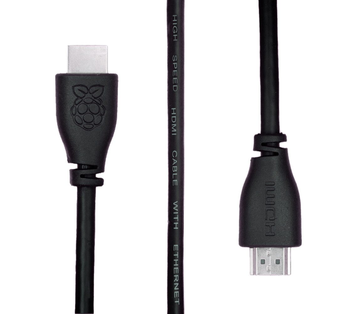 Offizielles Raspberry Pi Standard HDMI 2.0 Kabel - Farbe: schwarz - HDMI-Adapter