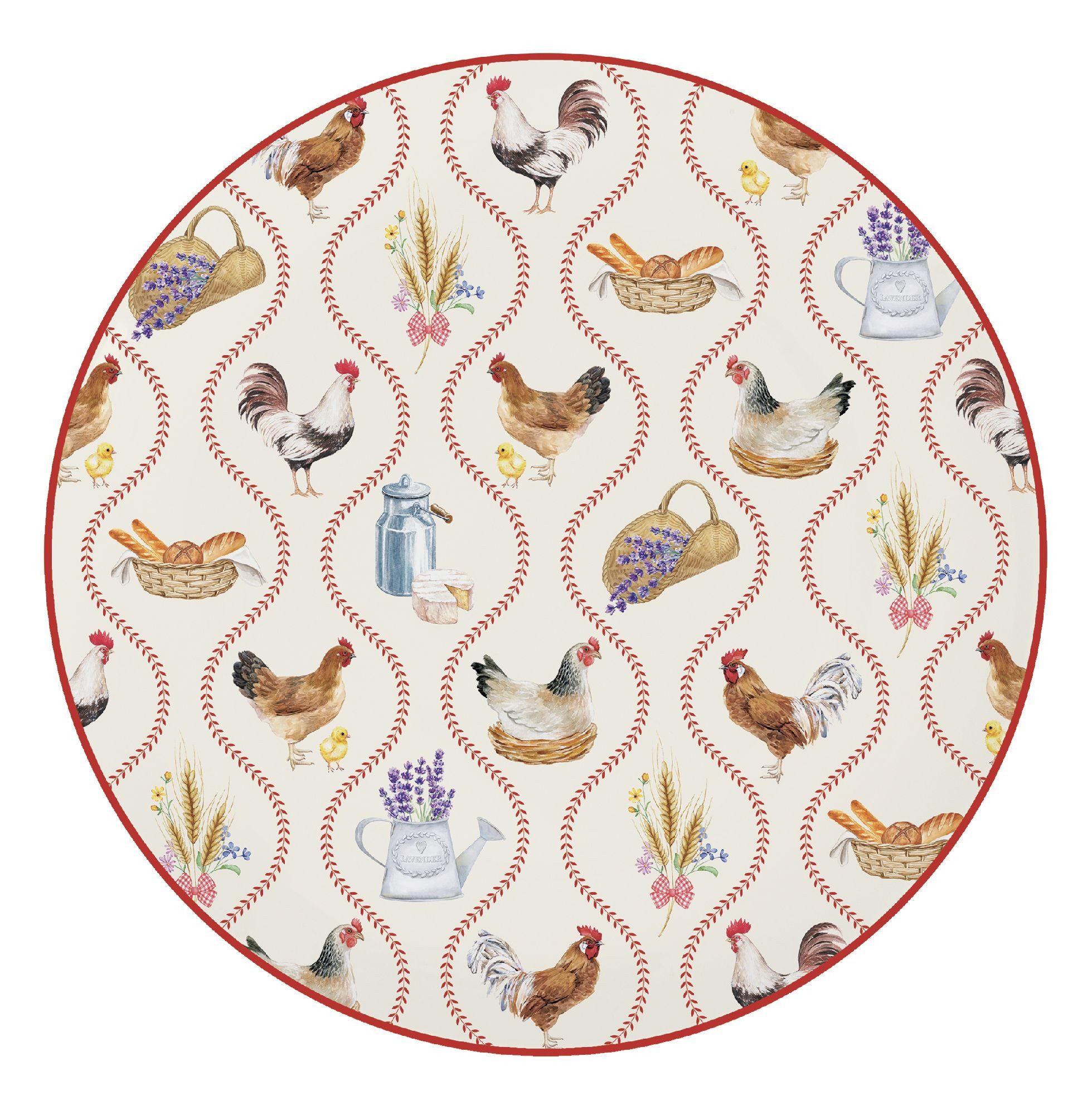 EasyLife Kuchenteller Country Life, Spülmaschinengeeignet, Mehrfarbig, Hühner, ⌀ 19cm, Mehrfarbig, Hühner