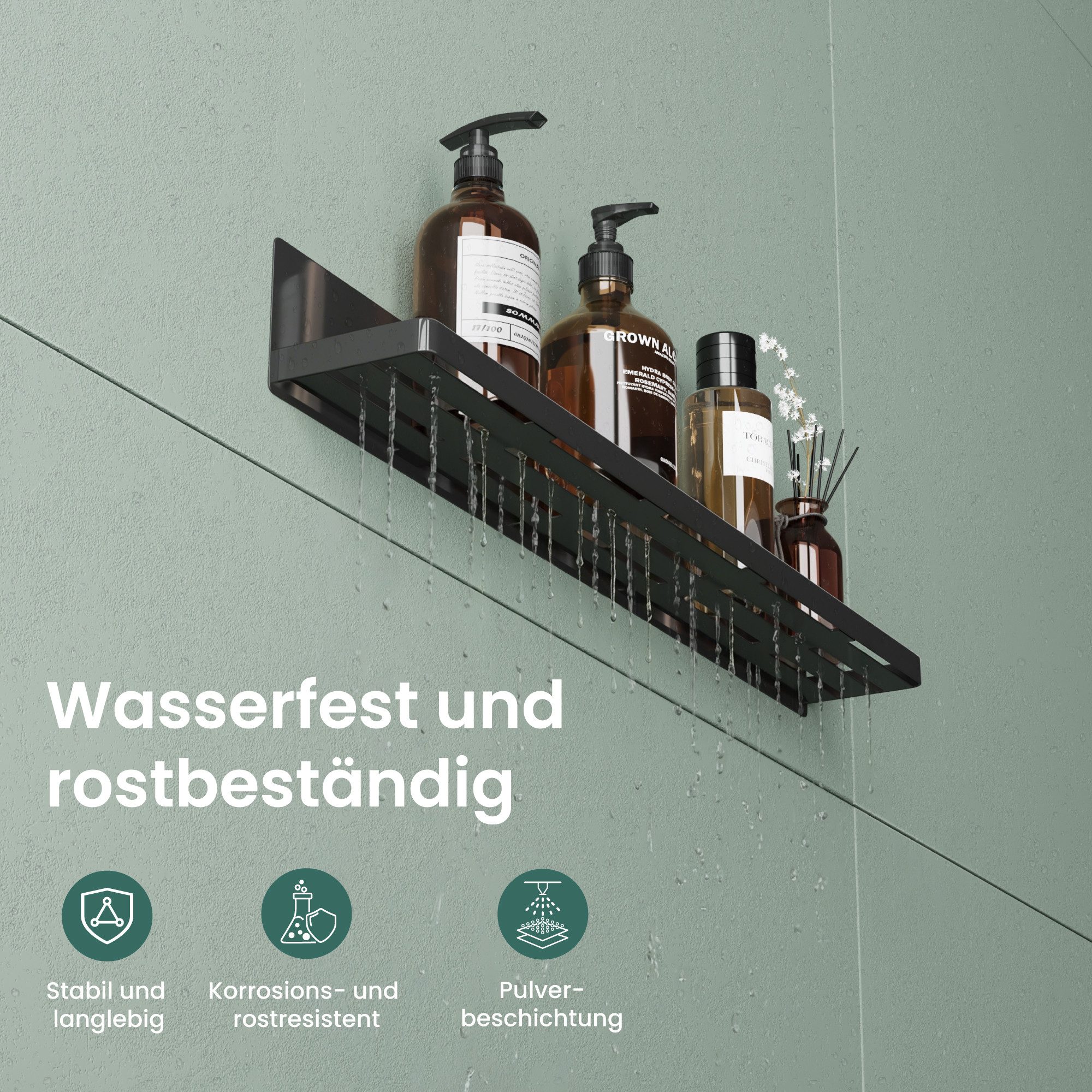 Mai & Mai Duschablage Duschregal selbstklebende Badezimmerablage zur Wandmontage Reglo-01, Magnetisch, Pulverbeschichtet